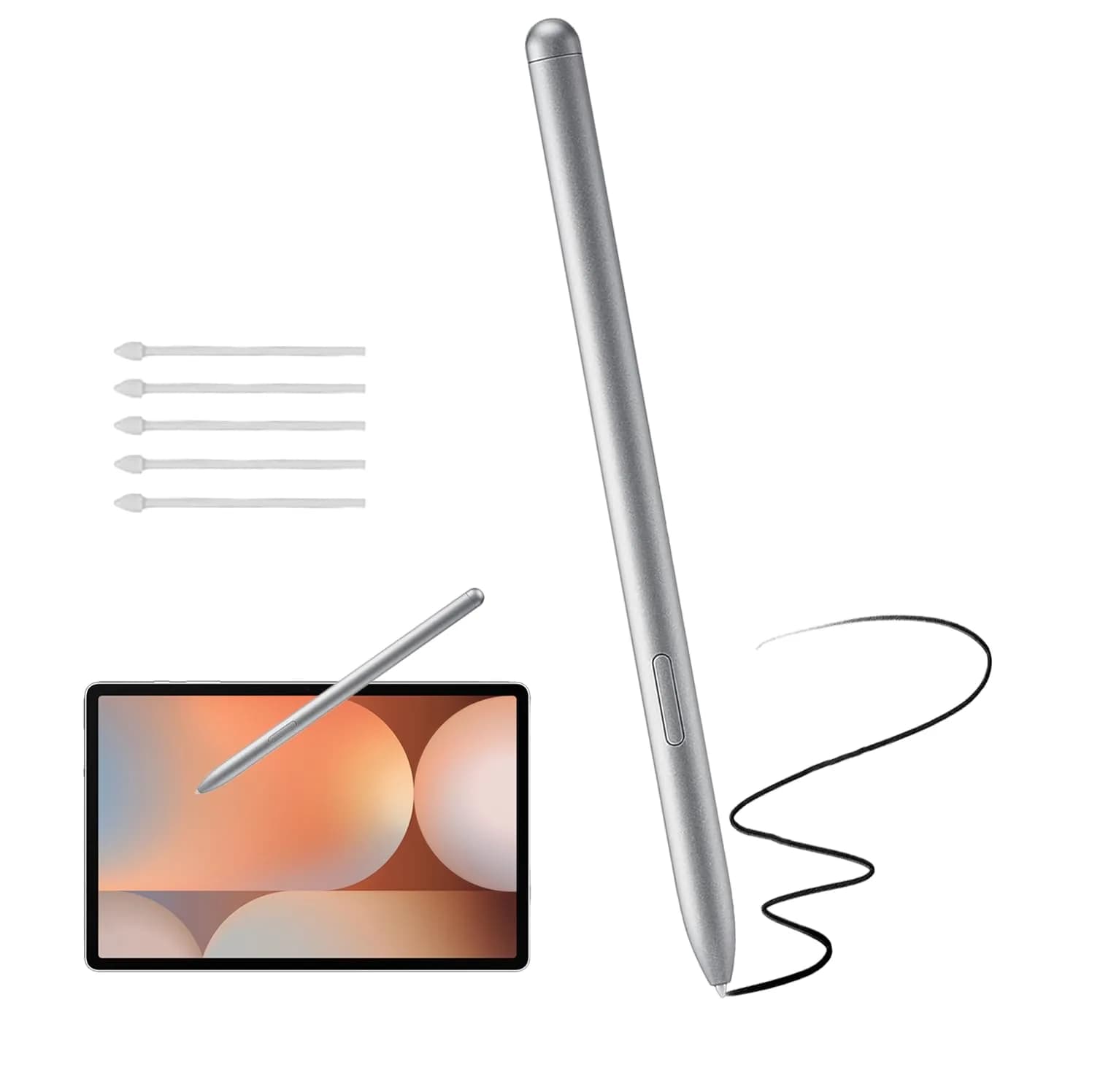 Peixiong Galaxy Tab S10 FE Stylus Pen for Samsung Galaxy Tab S10 FE+ S Pen, Silver | 4096 Pressure Sensitivity, Magnetic Design - main product image