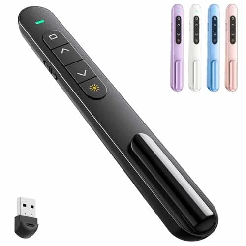 QUI Presentation Clicker with Volume Control, USB Wireless Presenter Remote, Black | Plug & Play for Mac & Windows - main product image