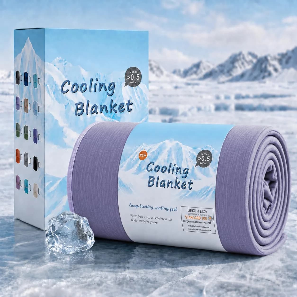 Topcee Cooling Blanket 227 kg (8 oz) Purple Striped | Keeps You Cool All Night - main product image