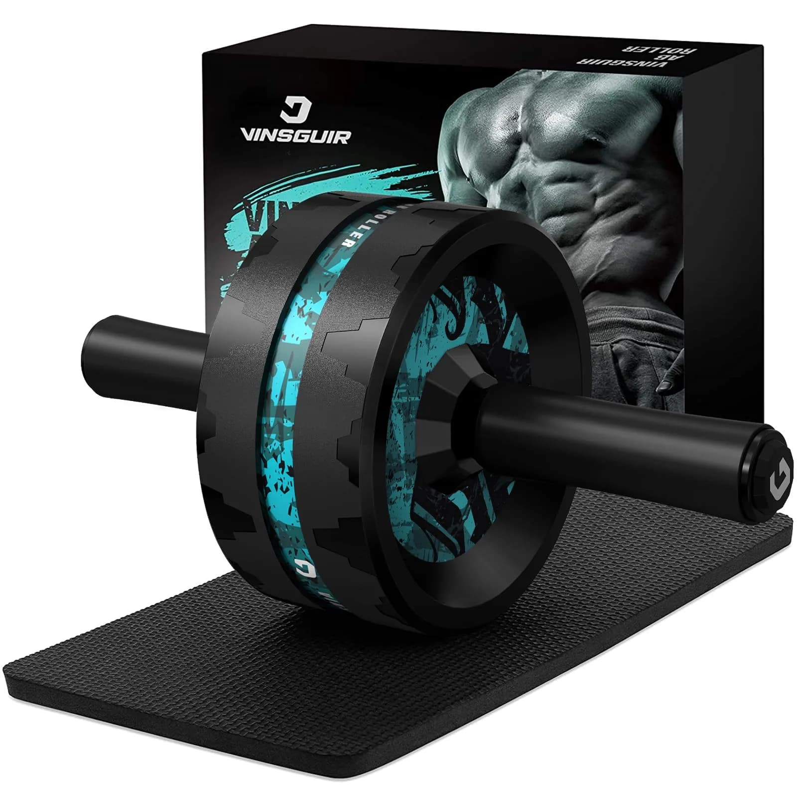 VINSGUIR Ab Roller Wheel for Home Gym, Core & Abs Workout with Knee Pad Set | Supports Up to 200kg