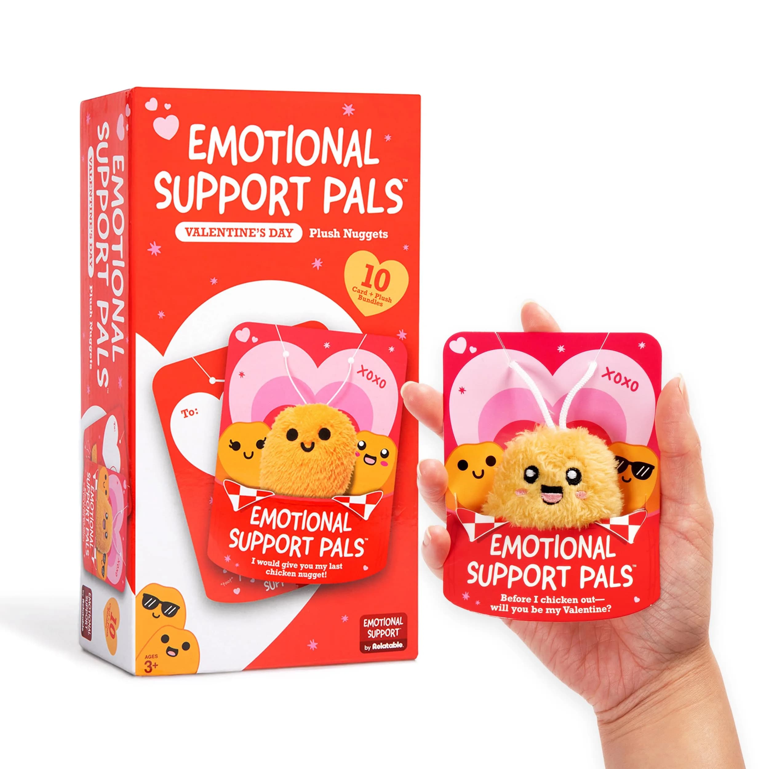 Relatable Emotional Support V-Day Nugget Cards 10 Plushies (4.5 x 2.6 in) | Cartoon Theme - main product image