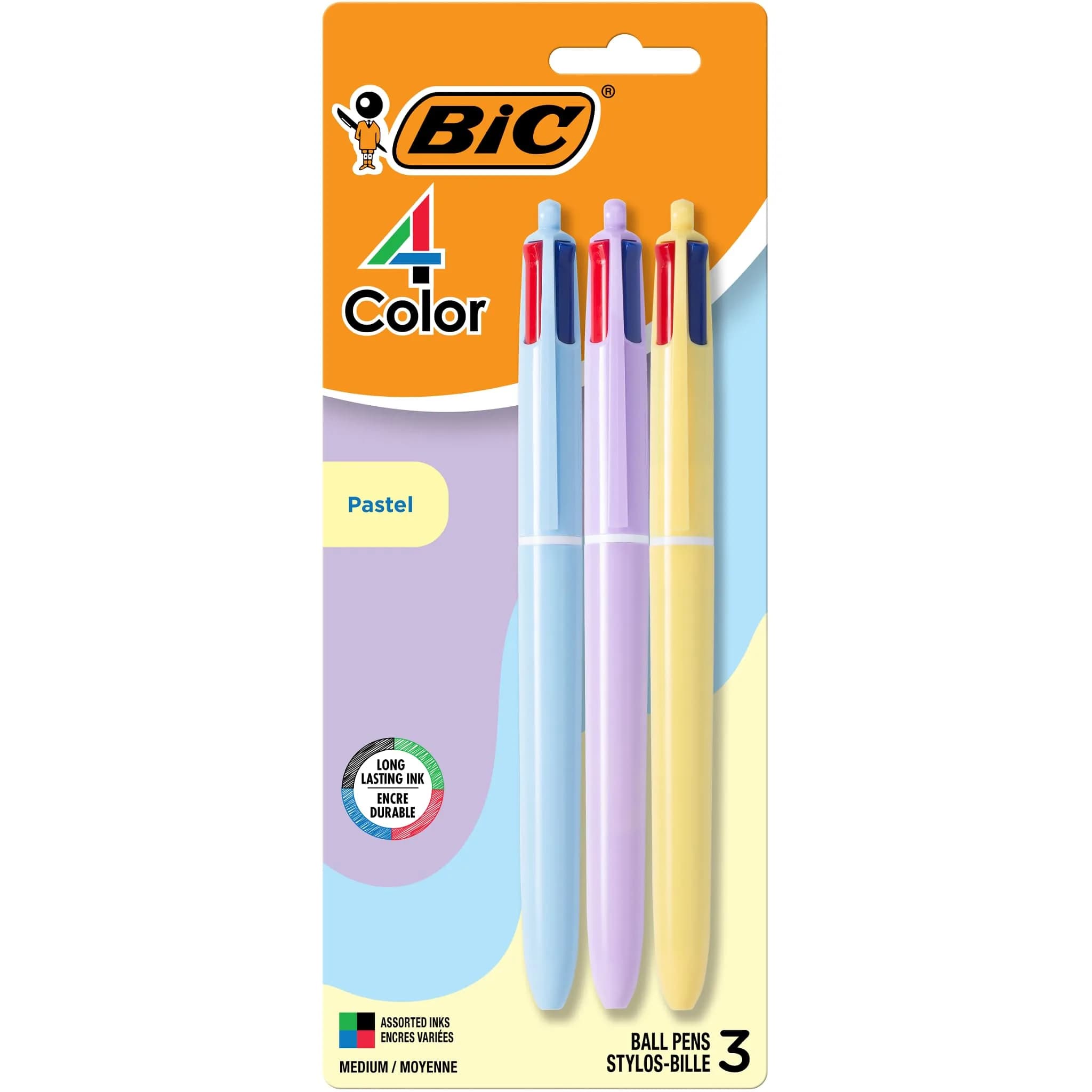 BIC 4 Color Shine Retractable Ballpoint Pen | 1.0 mm Medium Point, Pink Metallic Barrels, 3-Count Pack