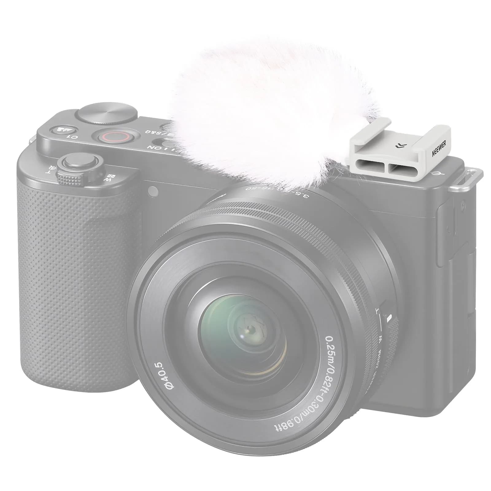 Neewer White Cold Shoe Wind Muff for Sony ZV Cameras | Microphone Furry Windscreen with Cold Shoe Mount Adapter Accessory (CA133)