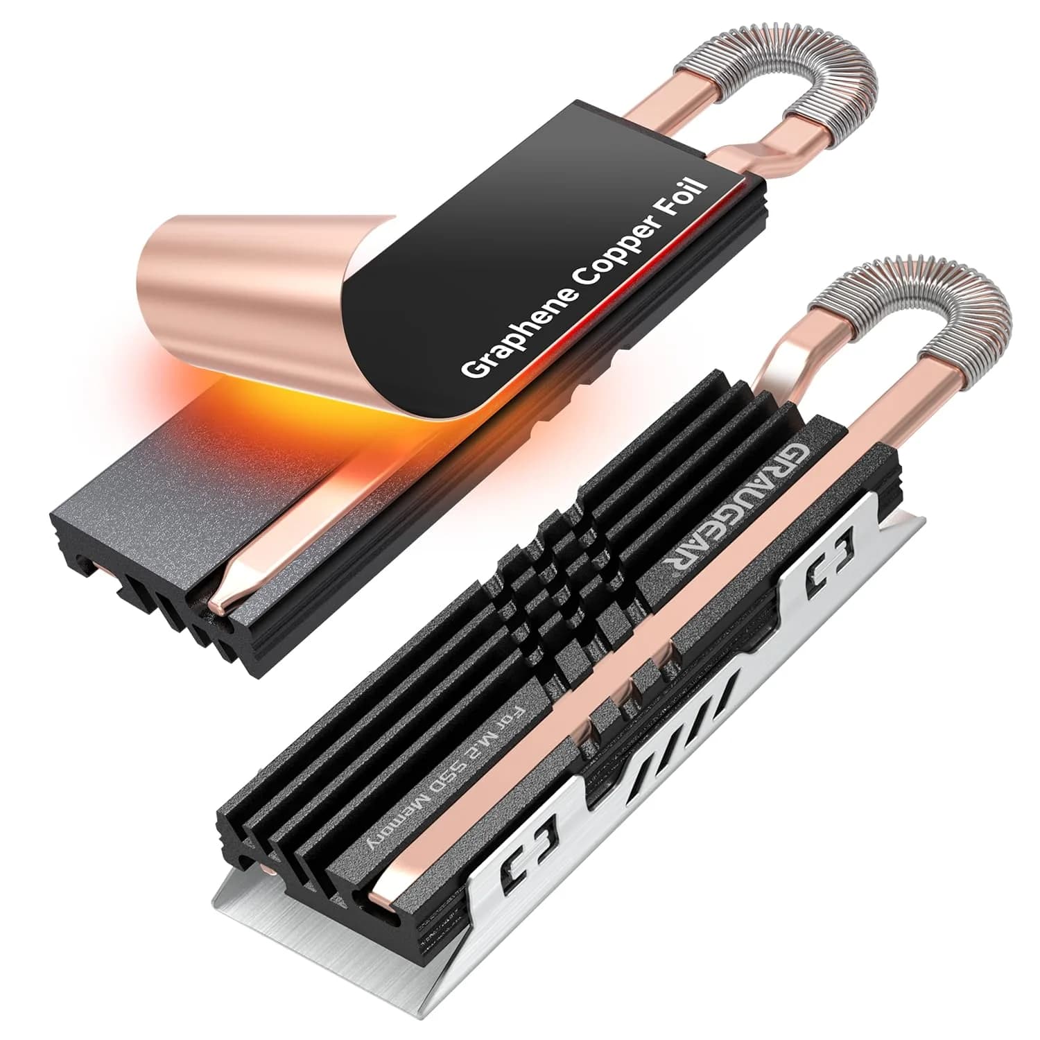 GRAUGEAR Heat Pipe Cooler for M.2 SSD 2280 | Copper & Aluminum Thermal Solution for High-Speed Gaming - main product image