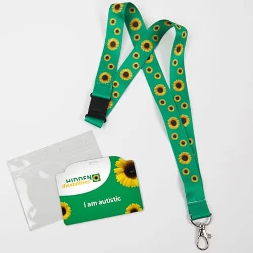 Hidden Disabilities Sunflower Lanyard (85cm) with Autism Card | Autism Awareness Badge for Kids & Adults - main product image