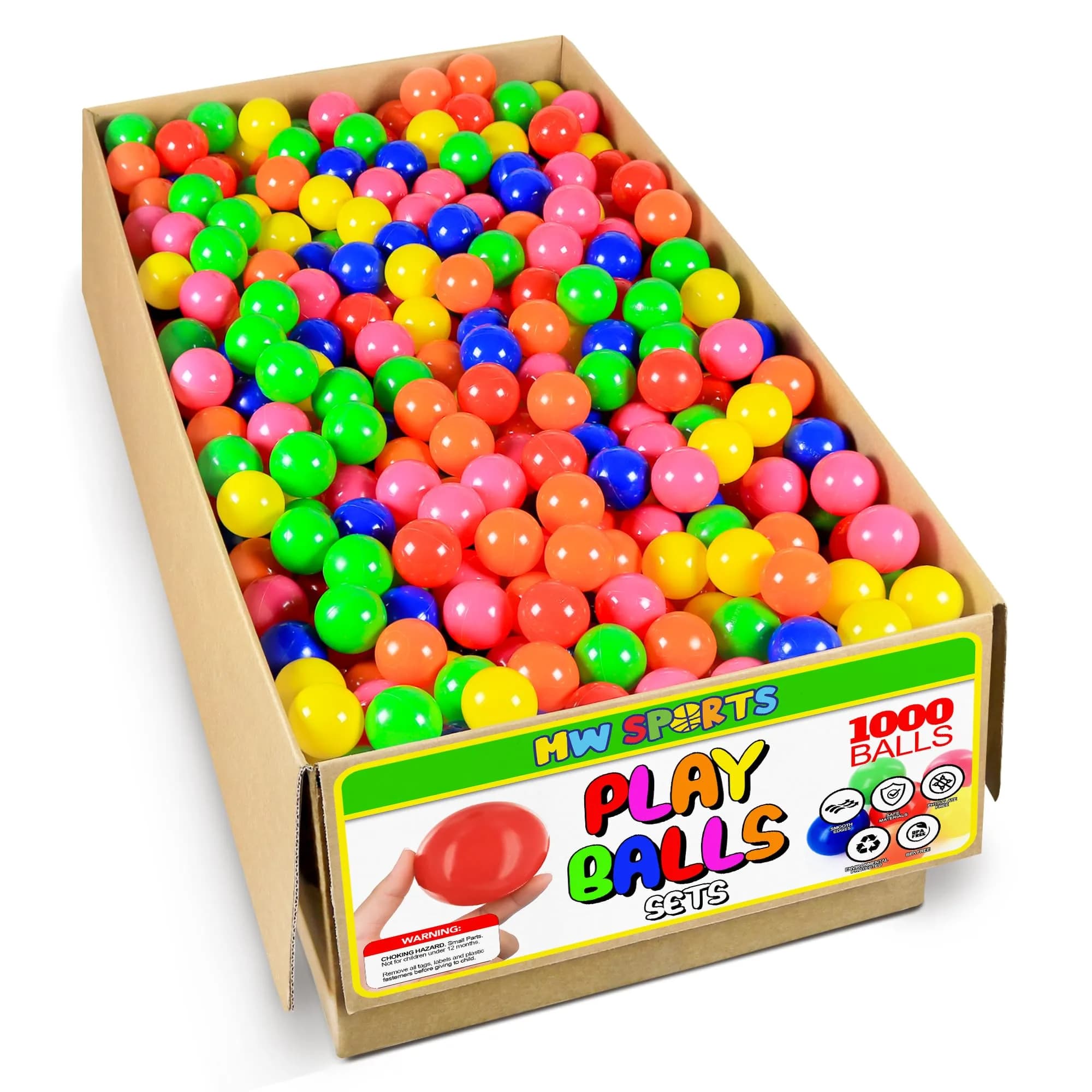 MW SPORTS Plastic Crush Proof Ball Pit Balls for Kids & Toddlers | Assorted Colors, 400 Balls, Safe & BPA-Free