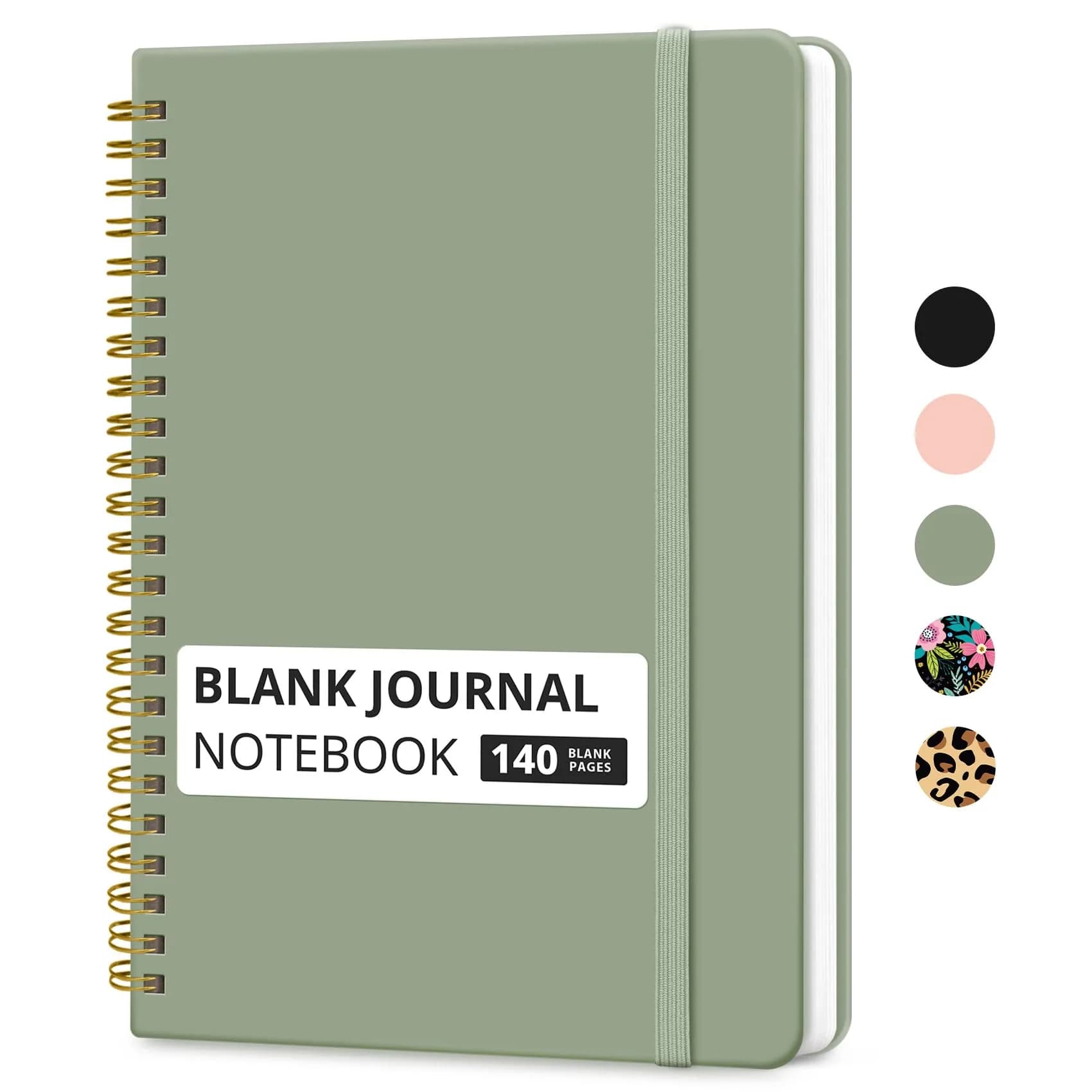 Taja Blank Spiral Journal Notebook A5 (5.7" x 7.9") – Green | Acid-Free Paper for Creative Writing & Sketching - main product image