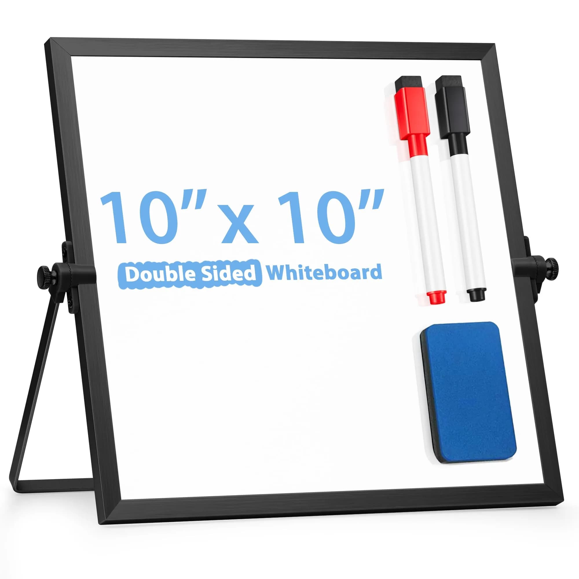 ARCOBIS Small WhiteBoard with Stand 10" x 10" | Magnetic Double Sided, Compact & Portable - main product image
