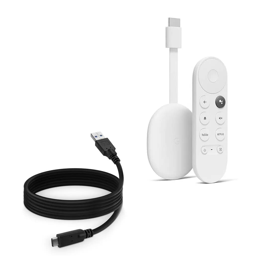 BoxWave Cable Compatible with Google Chromecast with TV - USB 3.0 A to USB C, 6ft, Black | Dual-Function Sync & Charge