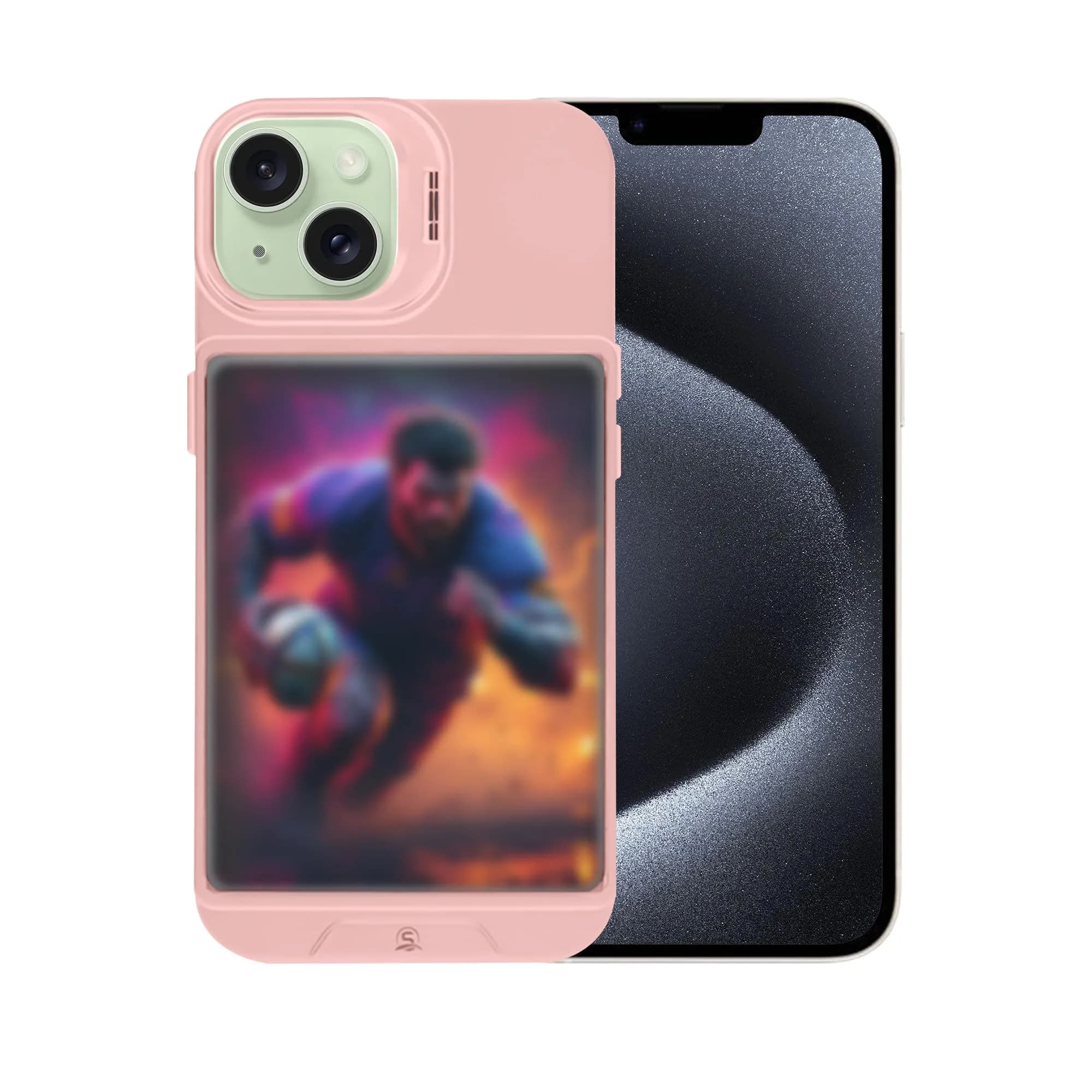 TopWrack iPhone 15 Card Holder Case, Pink | Clear Shockproof Phone Cover with Built-in Stand & Card Slot