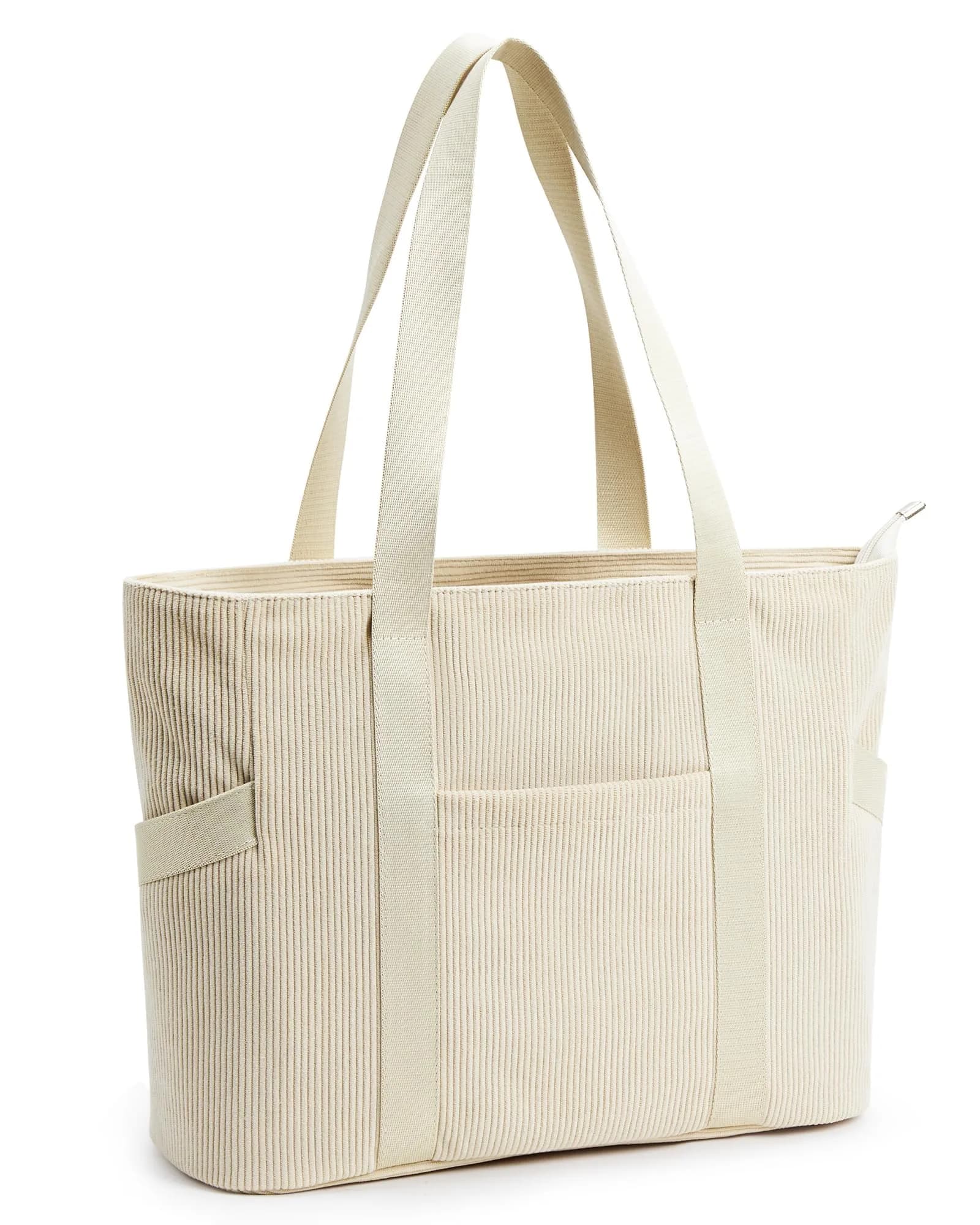 DIXEIGHT Tote Bag for Women, Large Capacity, Water-Resistant Corduroy, Zipper Closure, Fits 15.6" Laptop, Casual Style