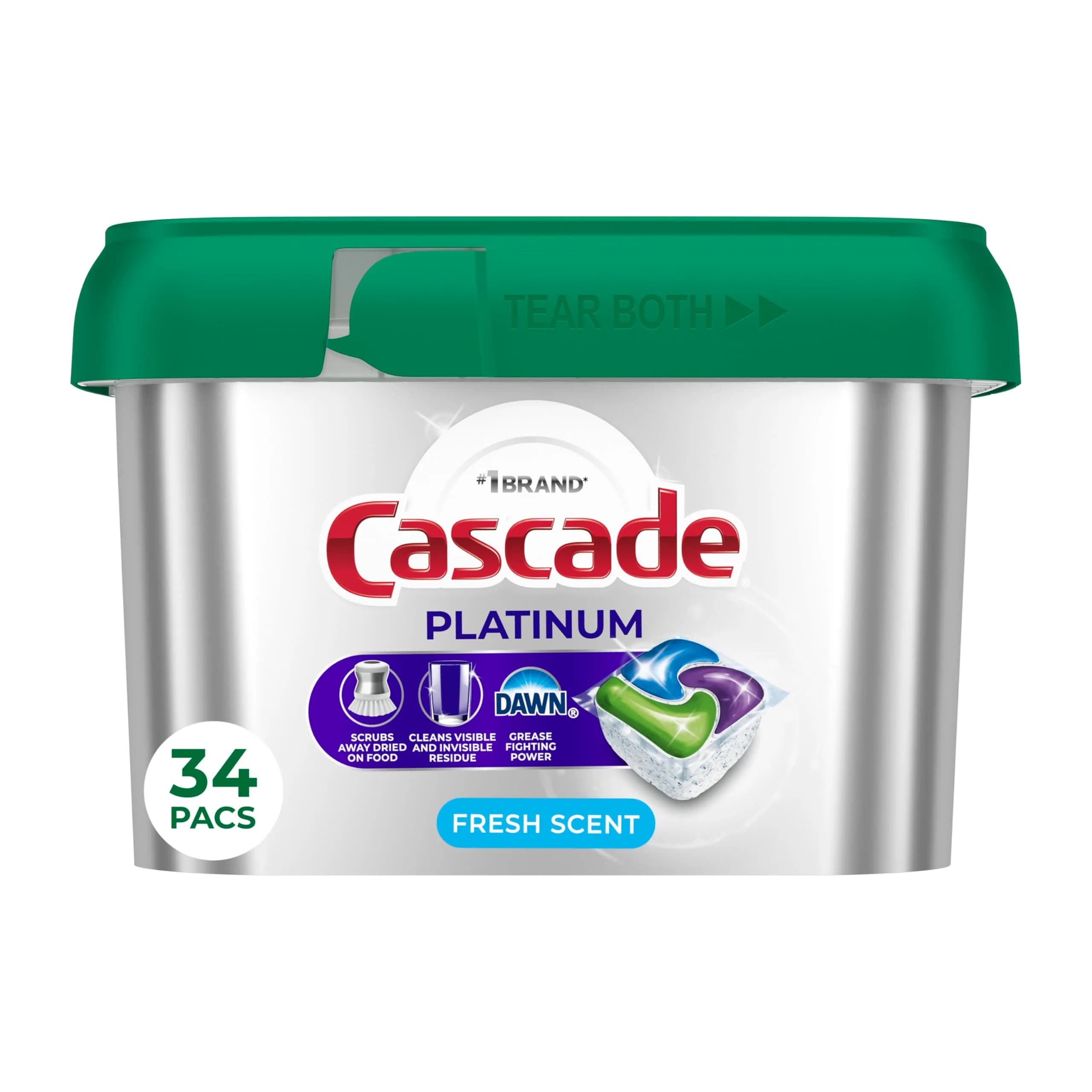 Cascade Platinum Dishwasher Pods Fresh Scent, 34 Count | Trusted by Dishwasher Brands - main product image