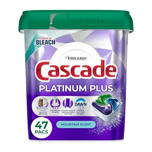 Cascade Platinum Plus Dishwasher Detergent Pods Mountain 47 Count | 100% Food Residue Removal - main product image