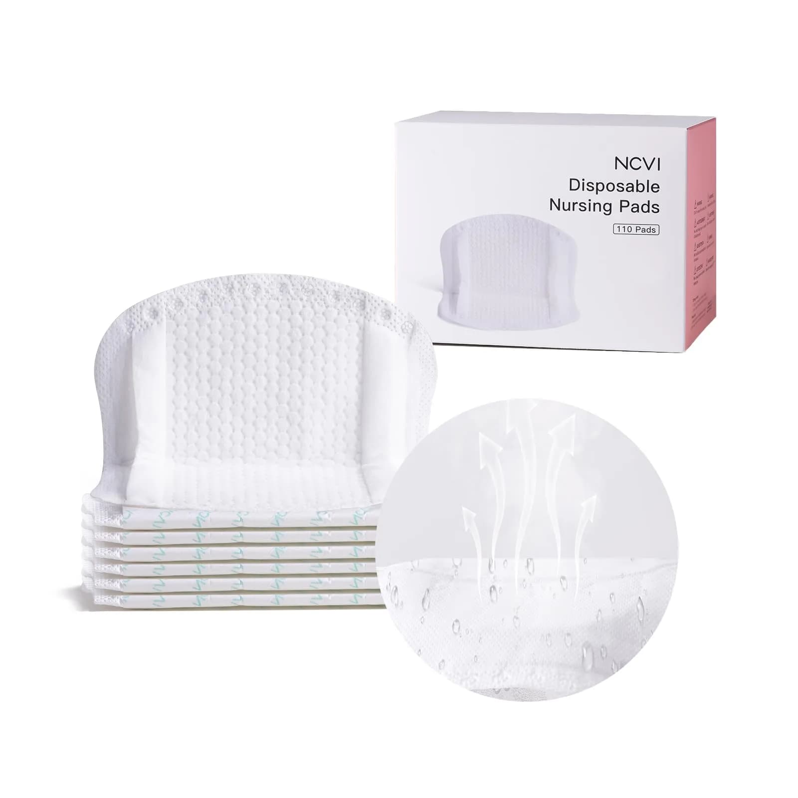 NCVI Ultra-Thin Nursing Pads 110 Count | Highly Absorbent Breast Pads for Leaking Milk - main product image