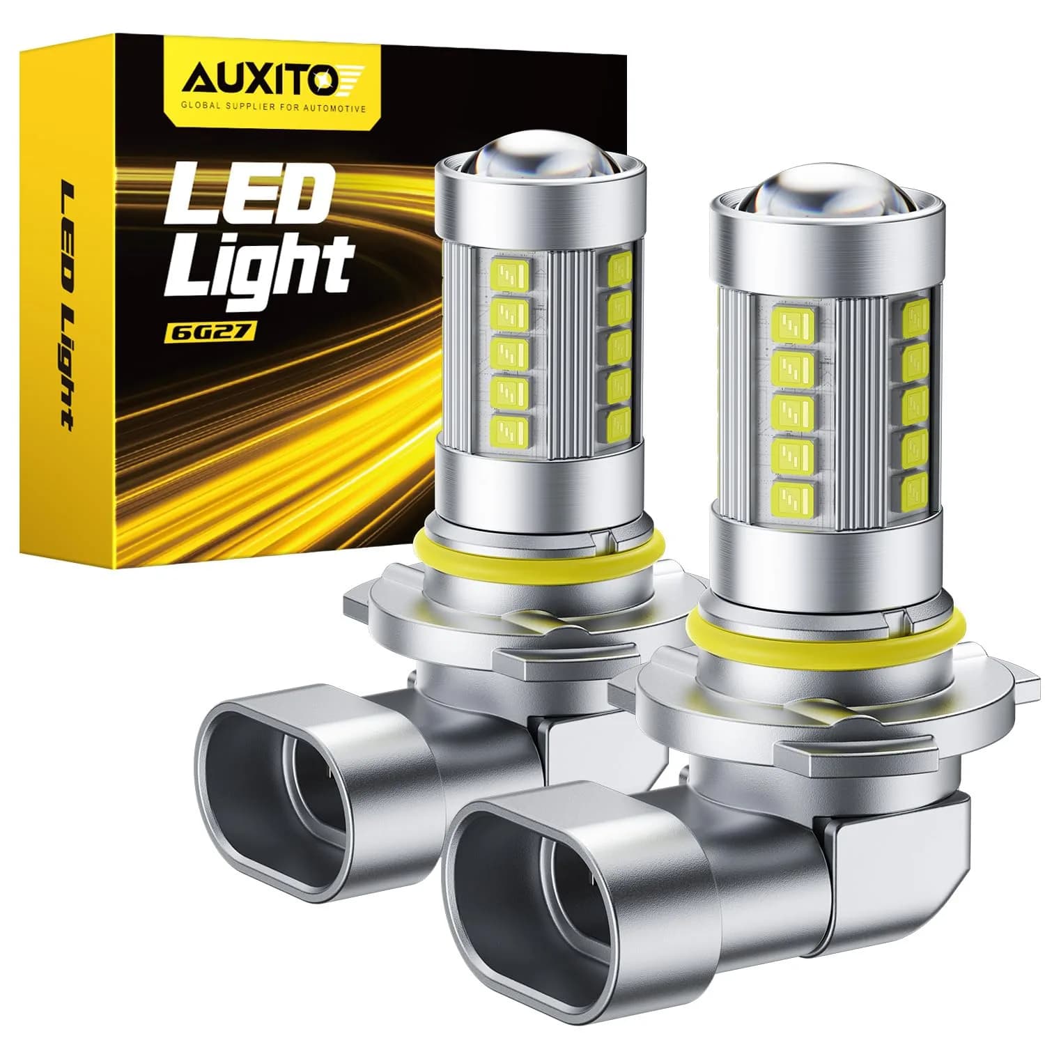 AUXITO 9145 9140 H10 LED Fog Light Bulbs, 6500K Cool White CSP LED, 360° Illumination, Pack of 2 - main product image