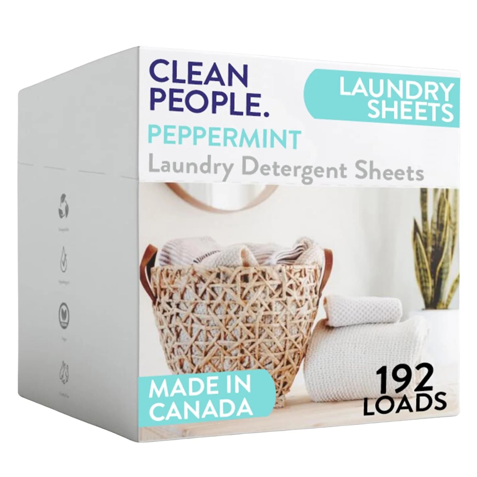 THE CLEAN PEOPLE Laundry Detergent Sheets Peppermint 192 Pack | Eco-Friendly & Hypoallergenic - main product image