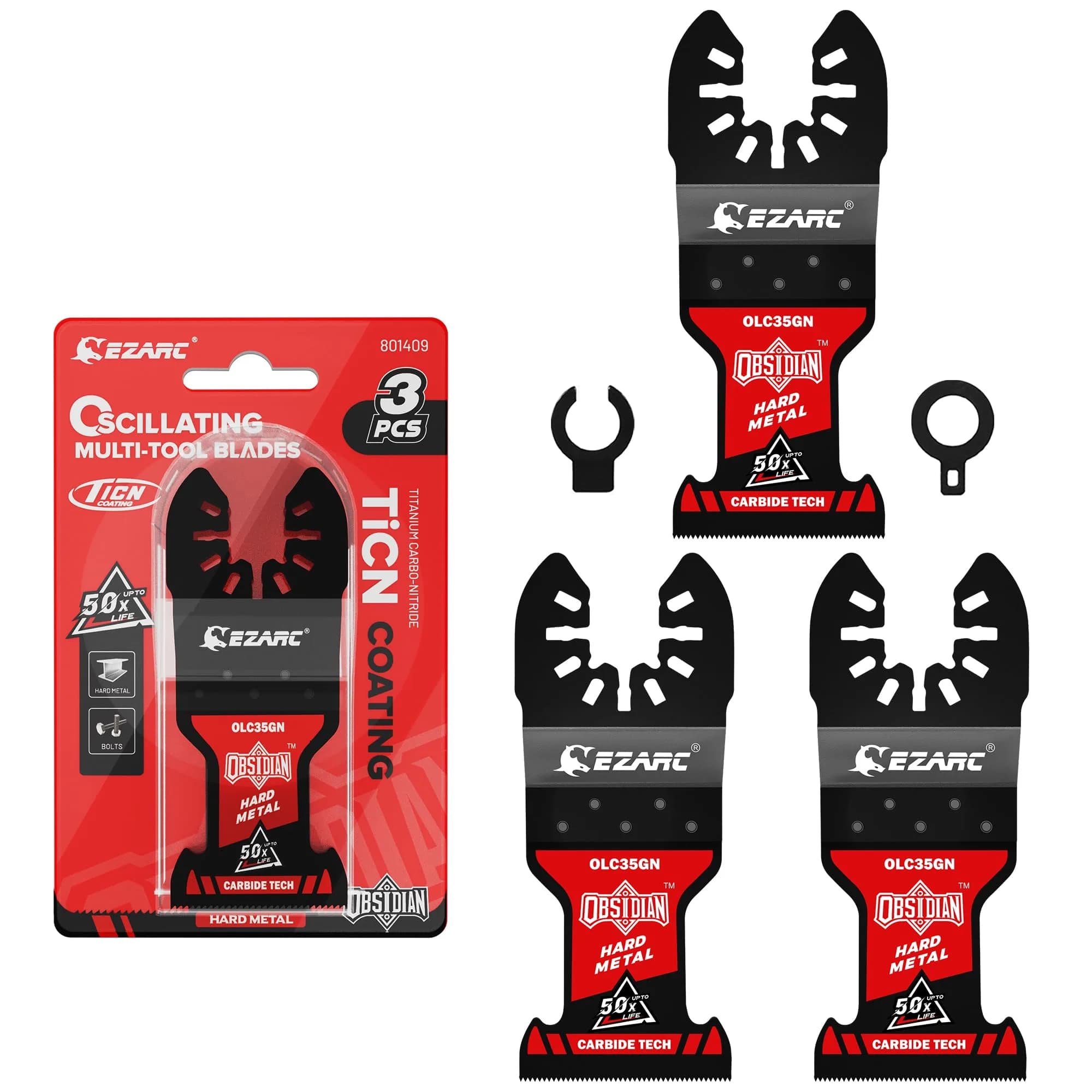 EZARC Obsidian Carbide Oscillating Saw Blades for Multi-Material | 3-Pack, Ultra-Fast & Durable
