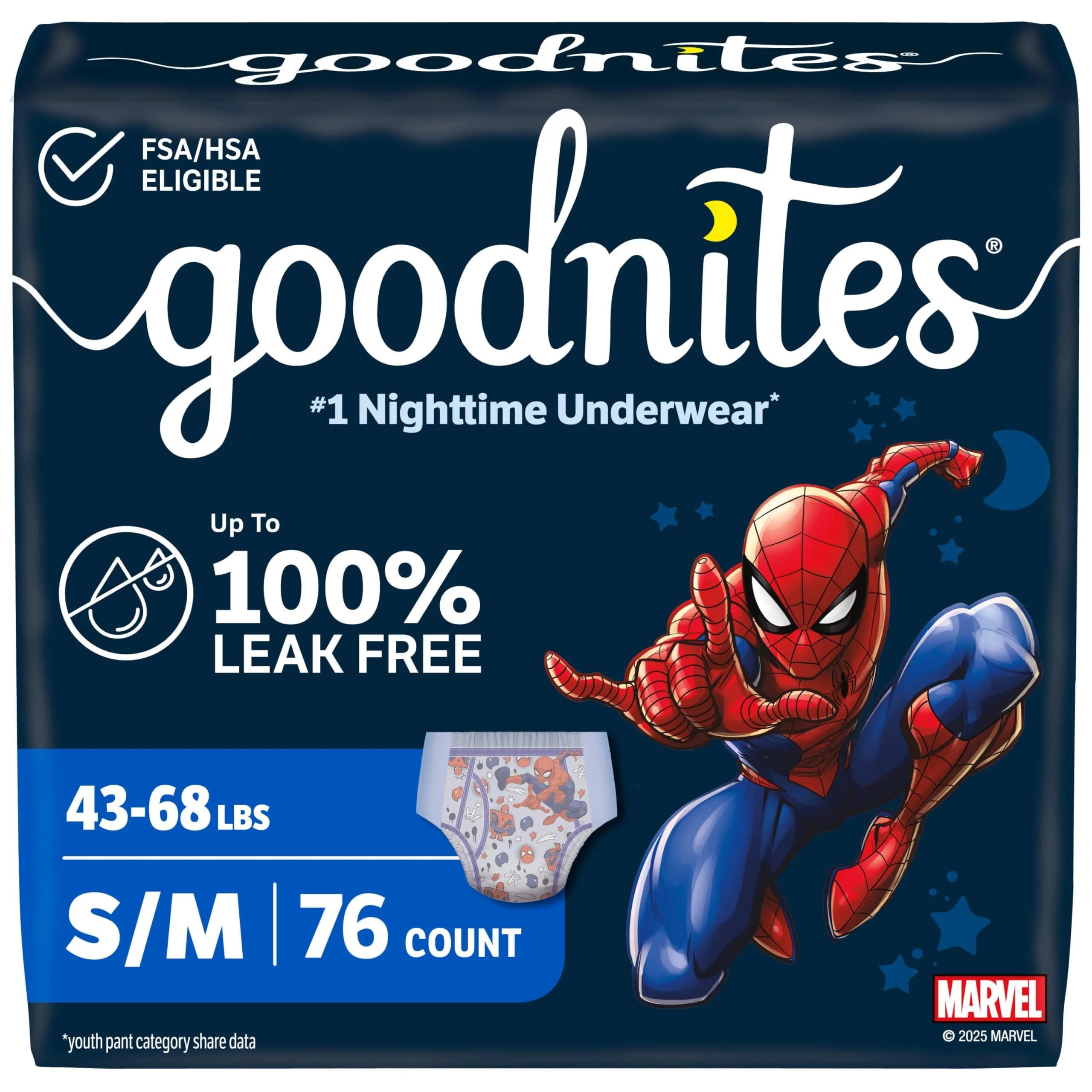 GoodNites Boys' Bedwetting Underwear S/M (43-68 lbs) | Clinically Proven for Better Sleep - main product image