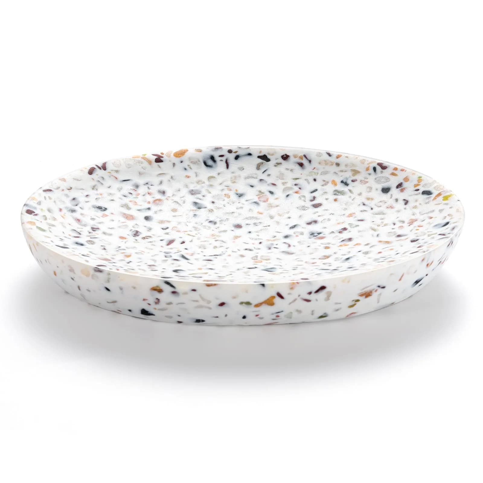 Luxspire Oval Soap Dish, Non-Slip Resin Holder with Drainage, Terrazzo | Stylish Bathroom Accessory