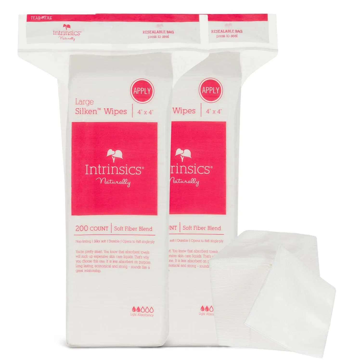 Intrinsics Silken Esthetic Wipes 4x4 inch (400 Count) | 4-Ply Lint-Free Facial Wipes for Toner & Makeup Removal - main product image