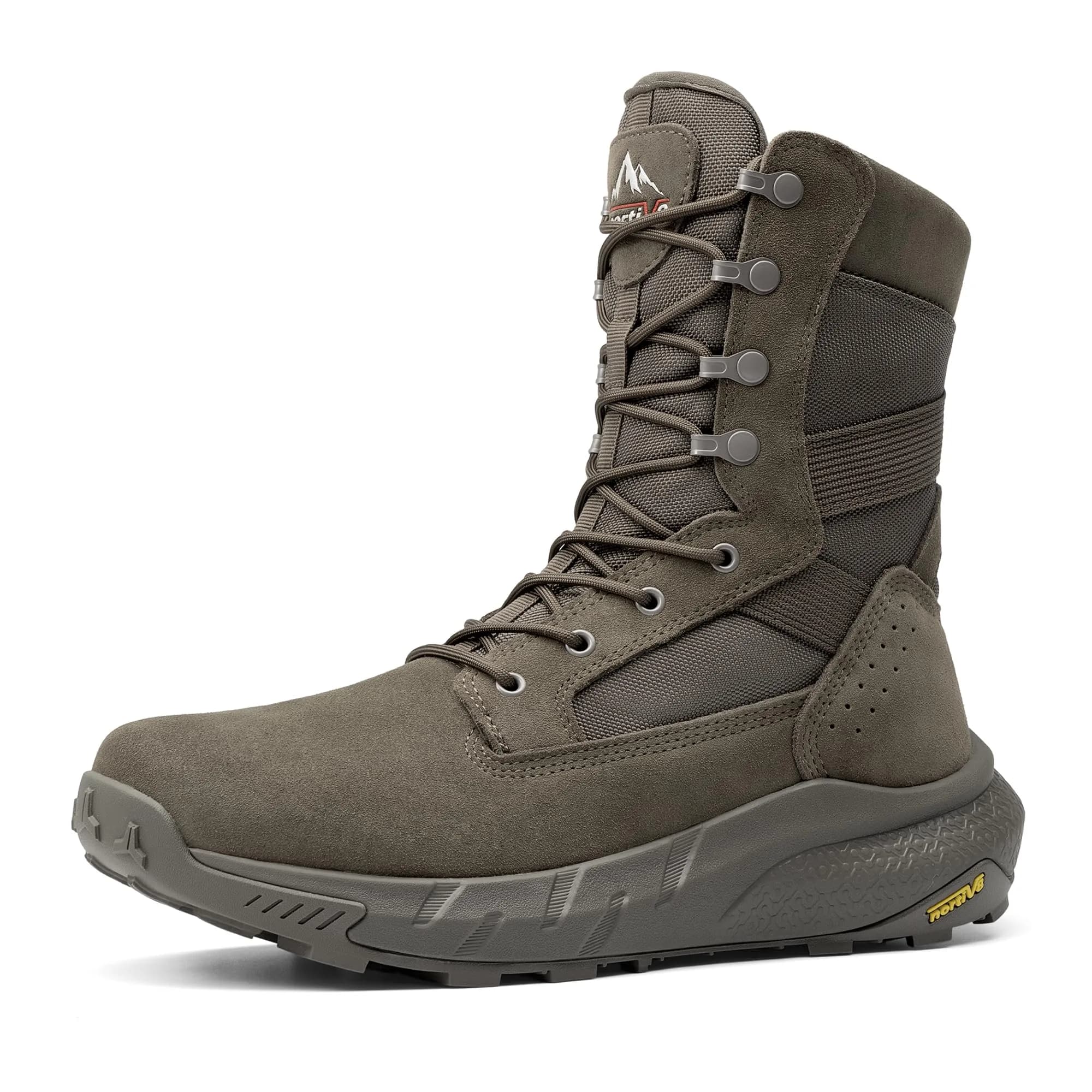 NORTIV 8 Men's Olive Tactical Military Boots, 11 US (28.1cm) | Side Zip Breathable Work & Hiking Footwear - main product image