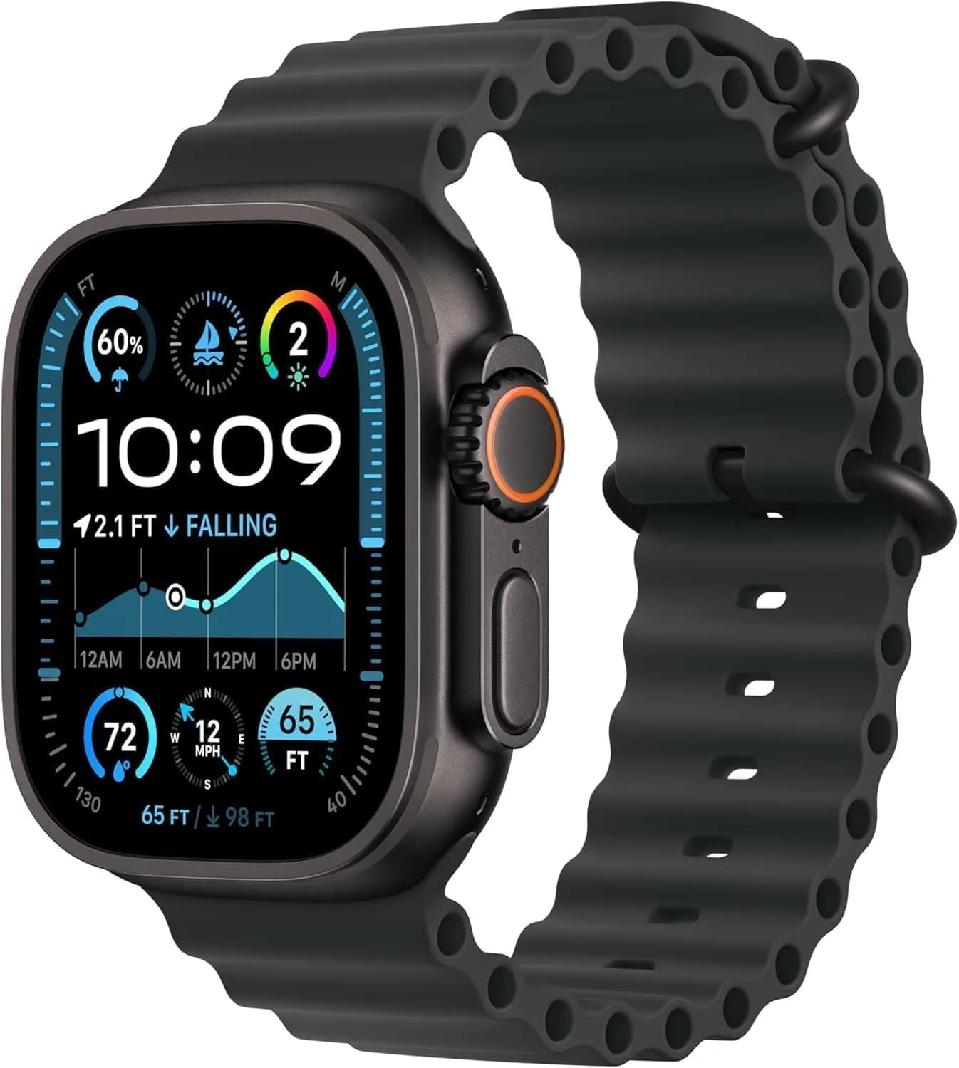 Apple Watch Ultra 2 (GPS + Cellular, 49MM) - Black Titanium Case with Black Ocean Band | 64GB Storage - main product image
