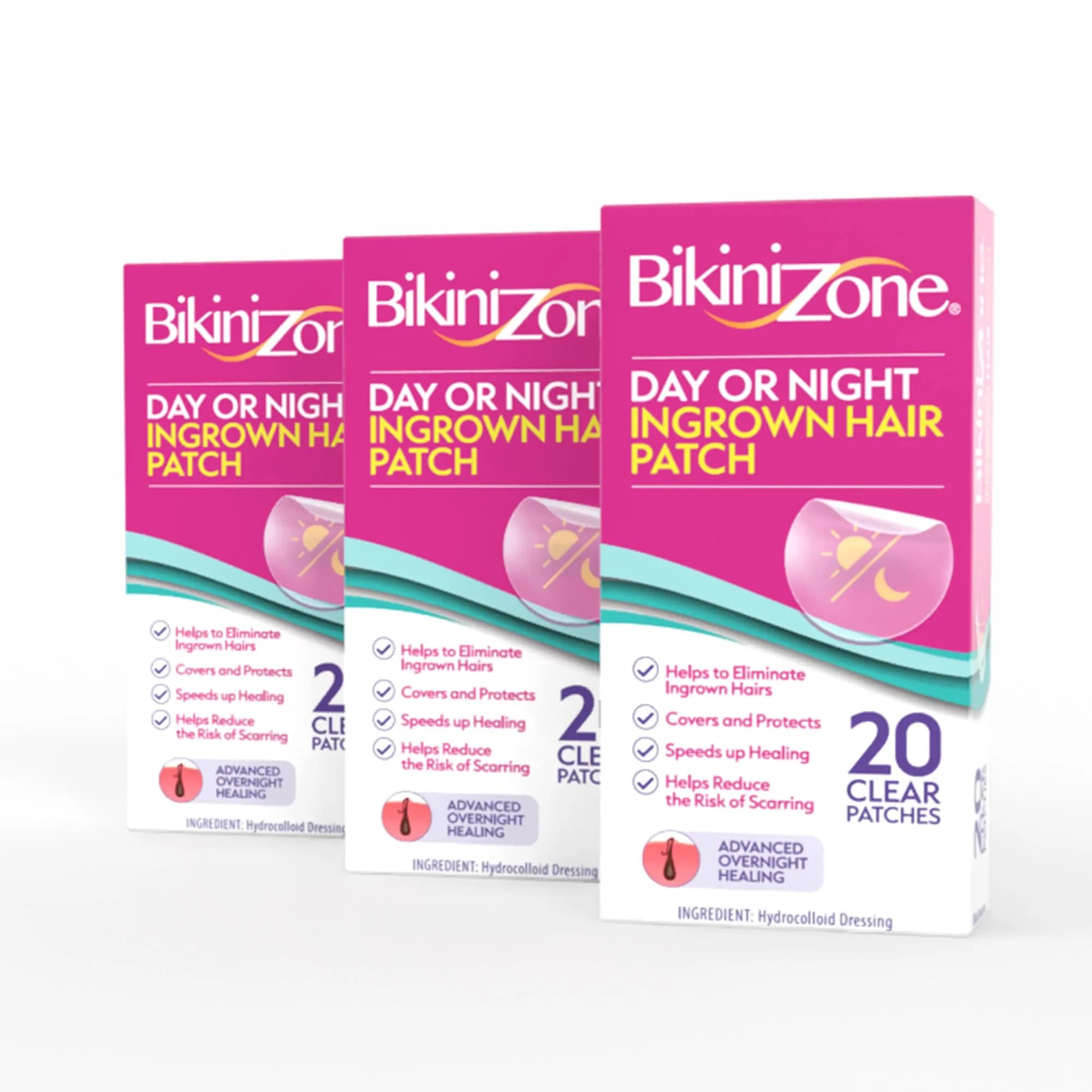 Bikini Zone Hydrocolloid Ingrown Hair Patches, 20 Ct, 3 Pack | Discreet, Targeted Skin Care - main product image