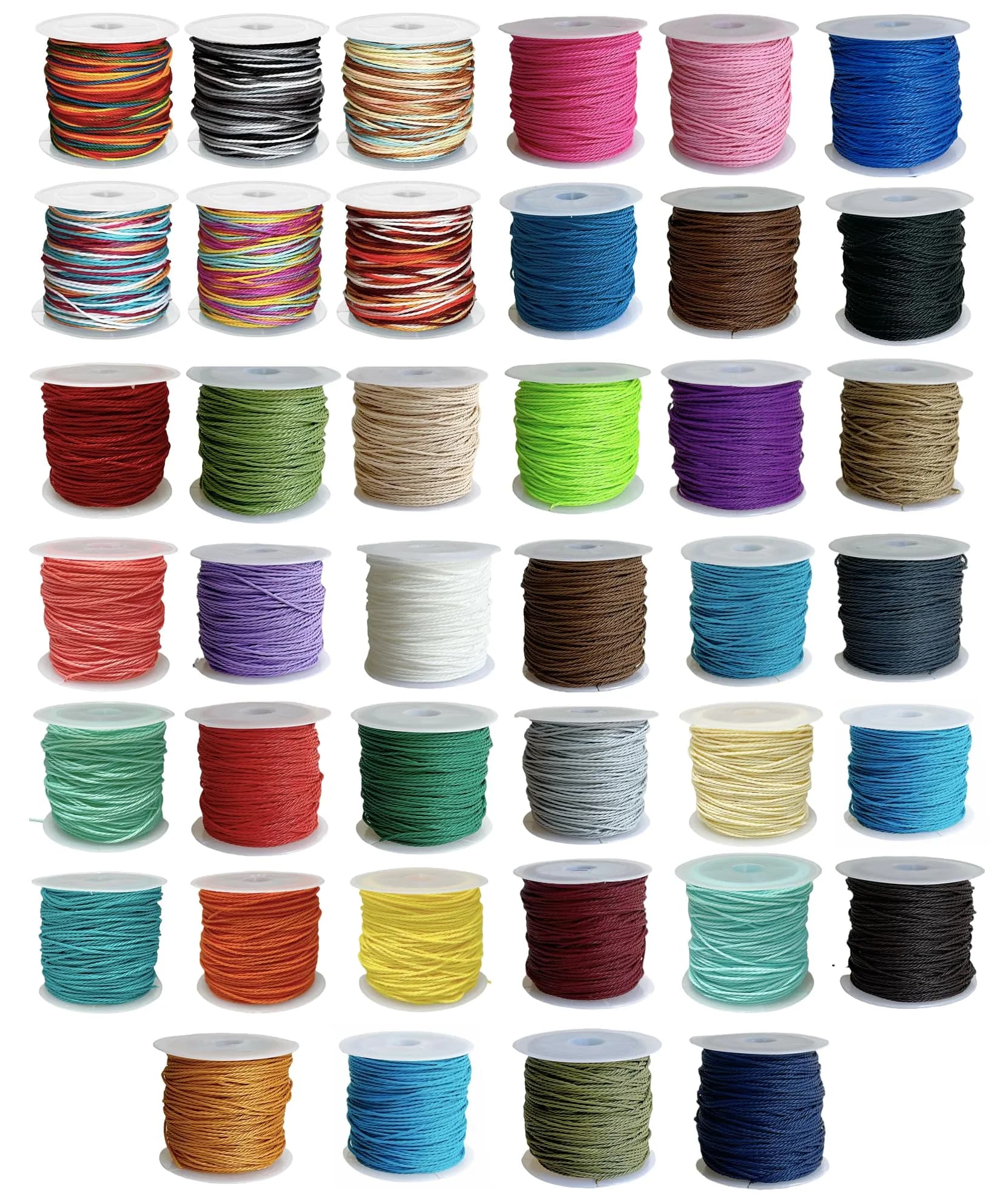 Phinicco 40 Colors 1mm Waxed Polyester Cord Bracelet Cord 900m (2953 ft) | Water-Resistant & Durable for Jewelry Making - main product image