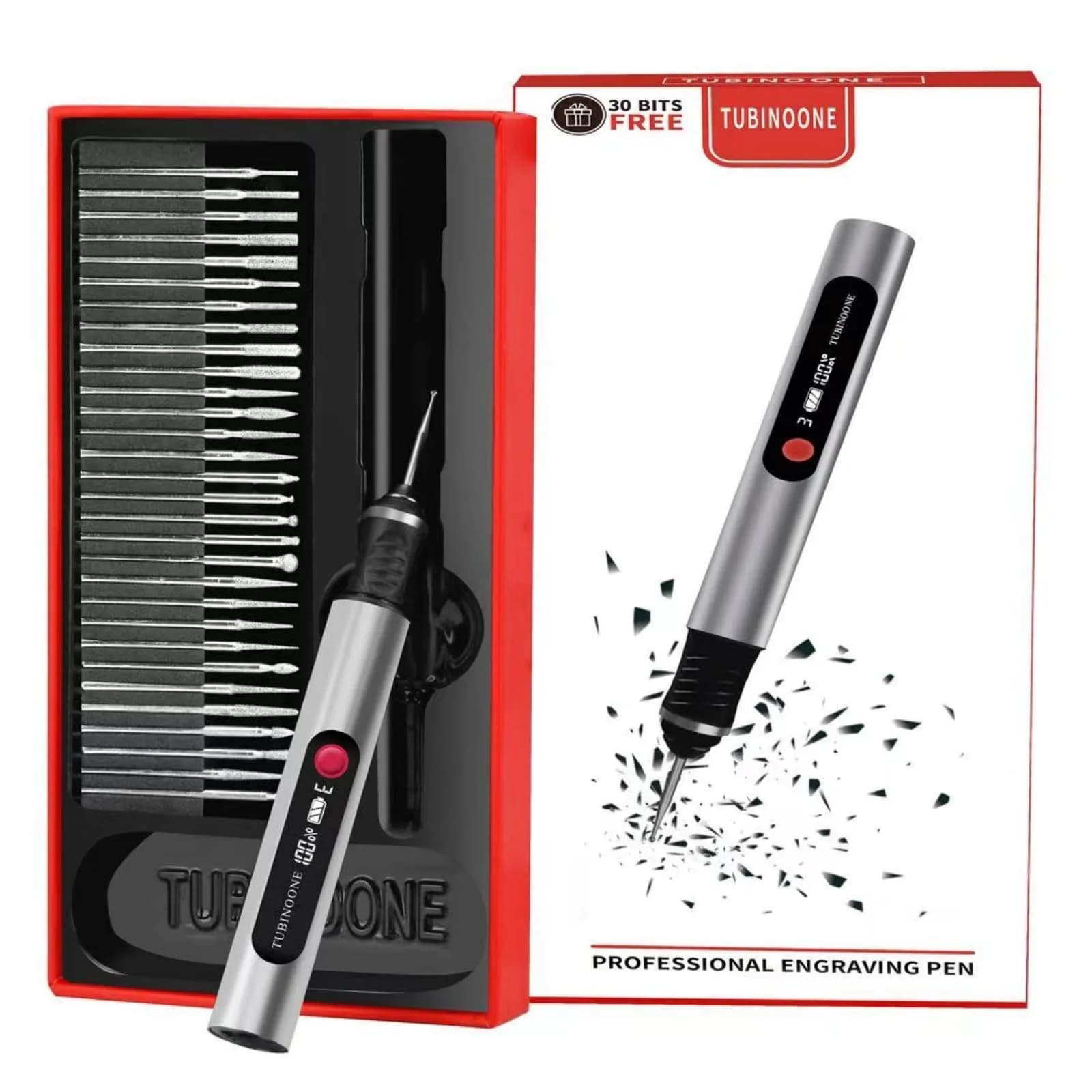TUBINOONE Engraving Pen Silver | Cordless Portable Art & DIY Tool for Surfaces - main product image