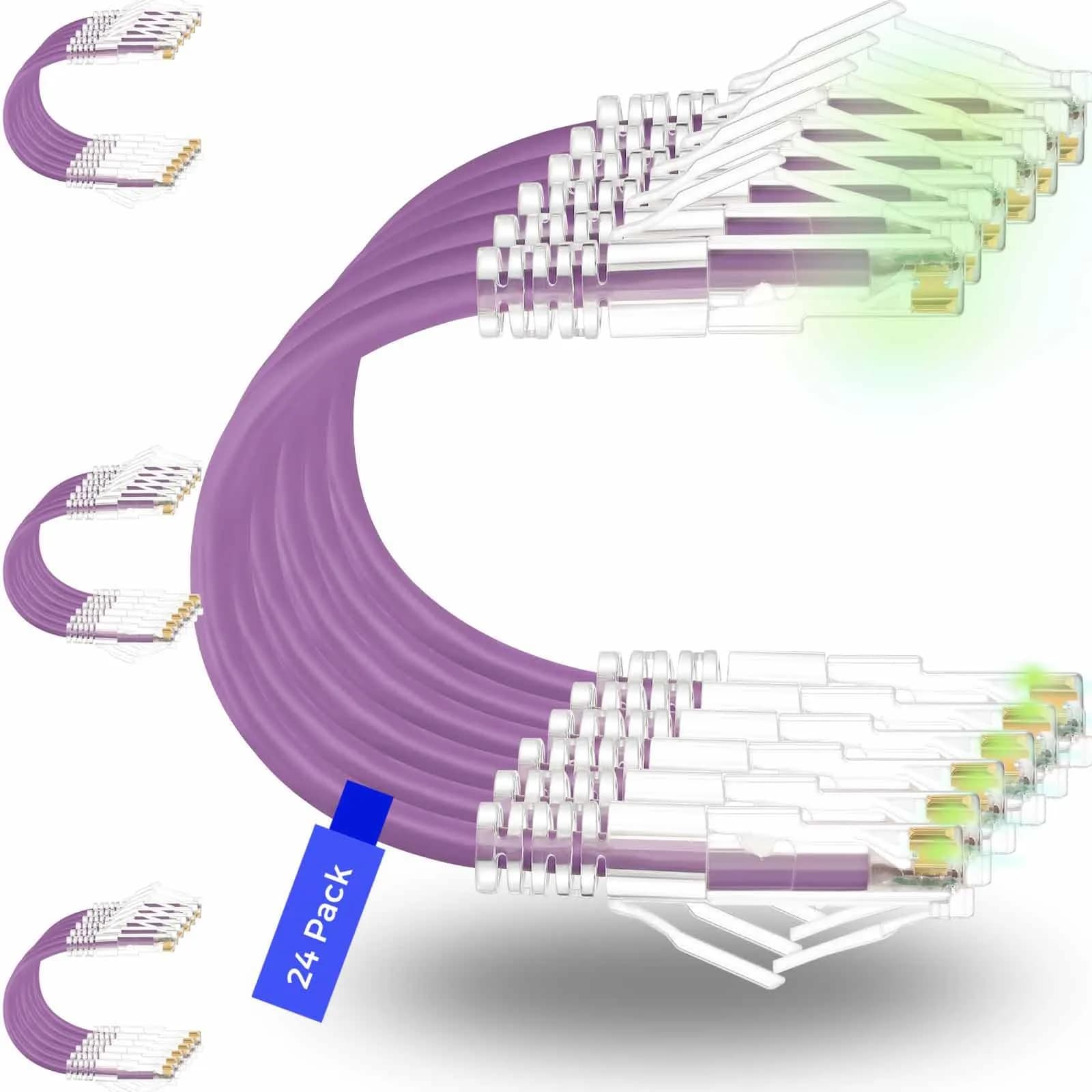 Rapink Cat6a Ethernet Patch Cables 3ft (24 Pack) Slim, 10Gbps Speed | High-Density Data Center Solution - main product image
