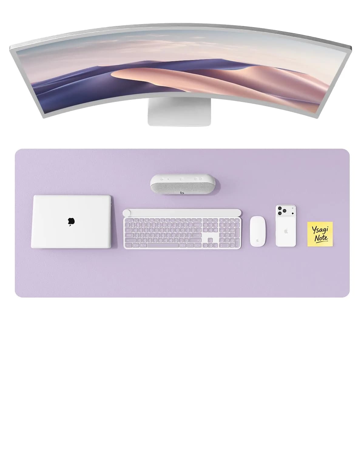 YSAGi Light Purple Leather Desk Pad Protector 47" x 17" | Enhance Your Workspace with Style - main product image