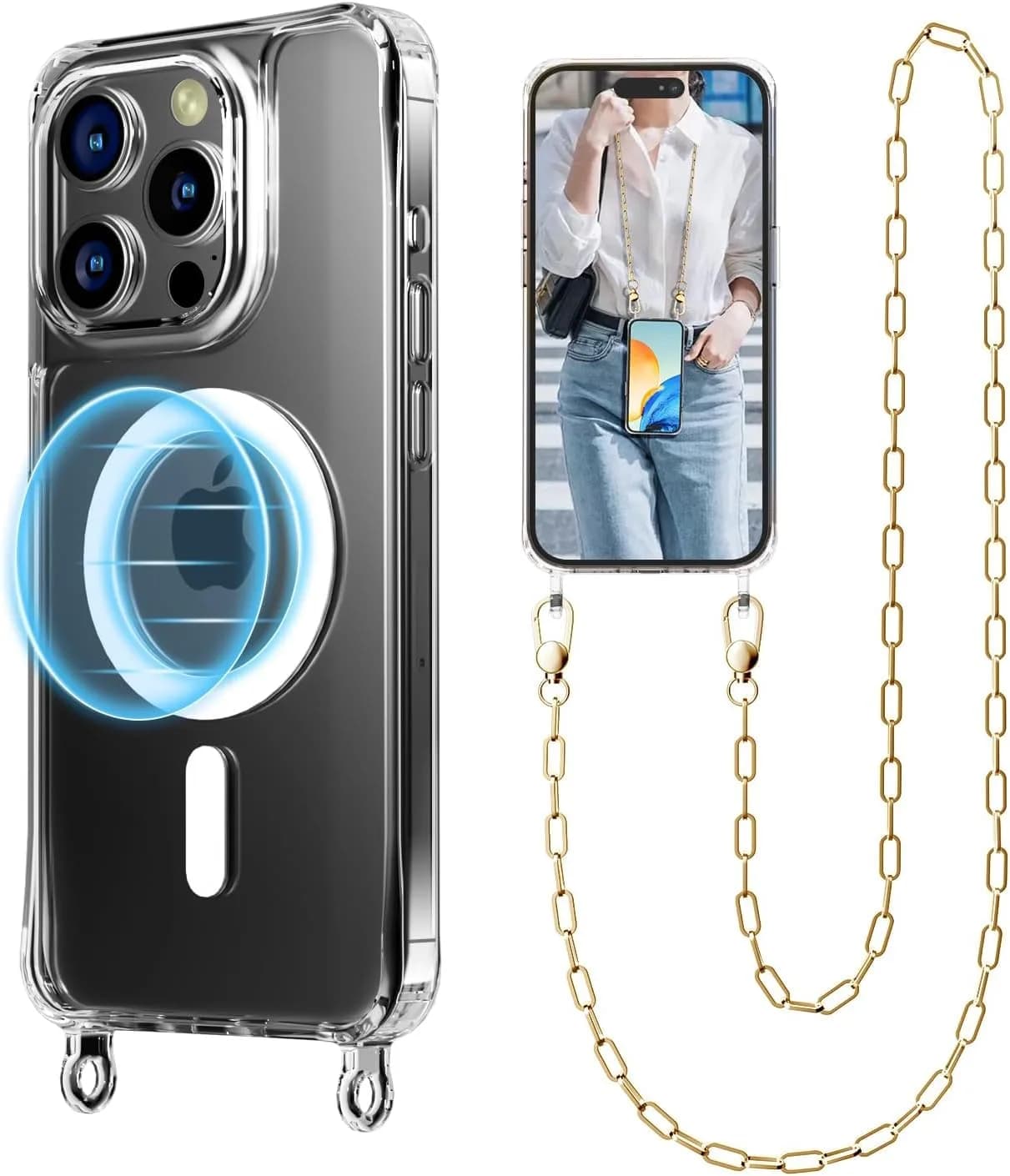 UnnFiko Crossbody Phone Lanyard for iPhone 16 Pro Max | Shockproof Magnetic Case with Strap - main product image