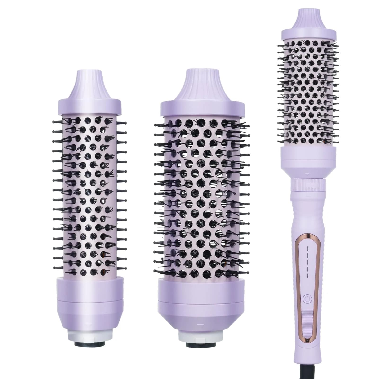 Sonew Heated Round Brush Thermal Curling Brush Set 3 Sizes, Pink | 5 Temperature Settings, Ion Ceramic Coating, Rapid Heat-Up