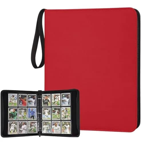 GERMUN 3-Ring 720 Card Binder with Zipper, Red PU Album for TCG & Sports Cards (9 Pocket, 40 Pages) - main product image