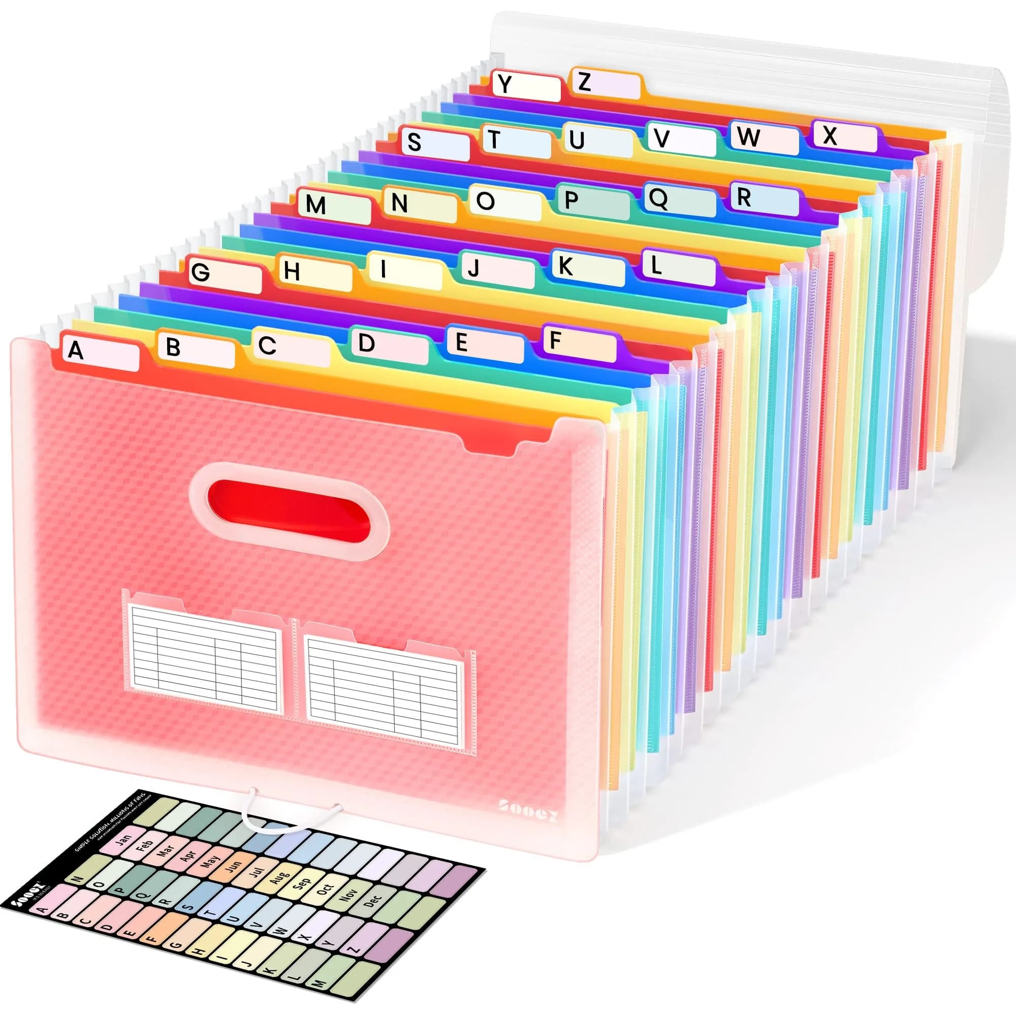 Sooez 26-Pocket Expanding File Folder Letter Size | Deeper Pockets Keep Index Tabs Visible - main product image