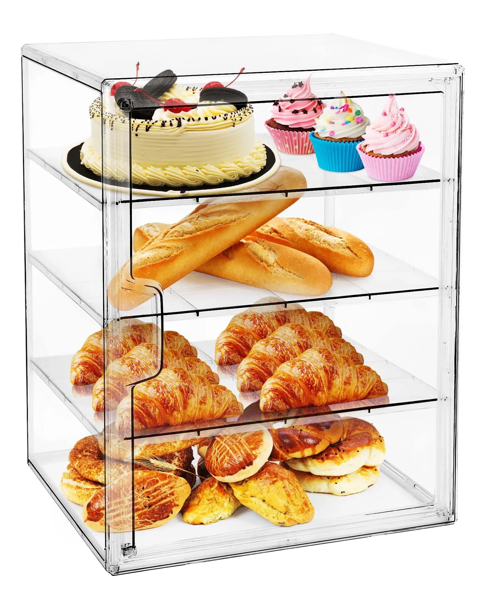 MEI NIAN 4-Tier Bread Box 27.9cm (11 in) | Adjustable Compartments for Breads, Muffins, Bagels - main product image