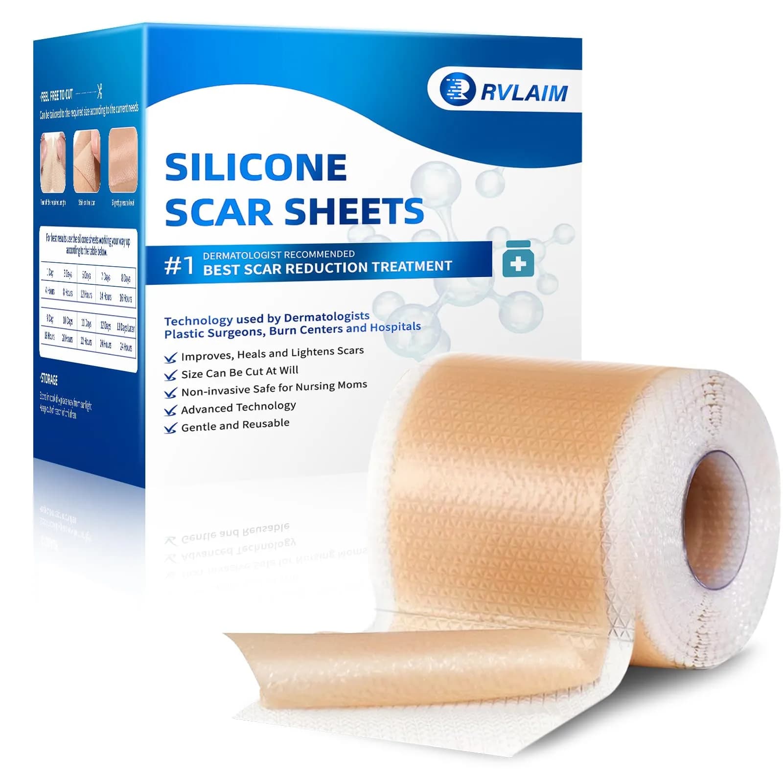 Rvlaim Silicone Scar Sheets, Silicone Scar Tape 1.5M | Clinically Proven Scar Treatment for All Skin Types