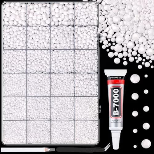 TINKRSTUFF White 25000pcs Resin Rhinestones with Glue & Tools | Mixed Size Flatback Gems for Crafts - main product image