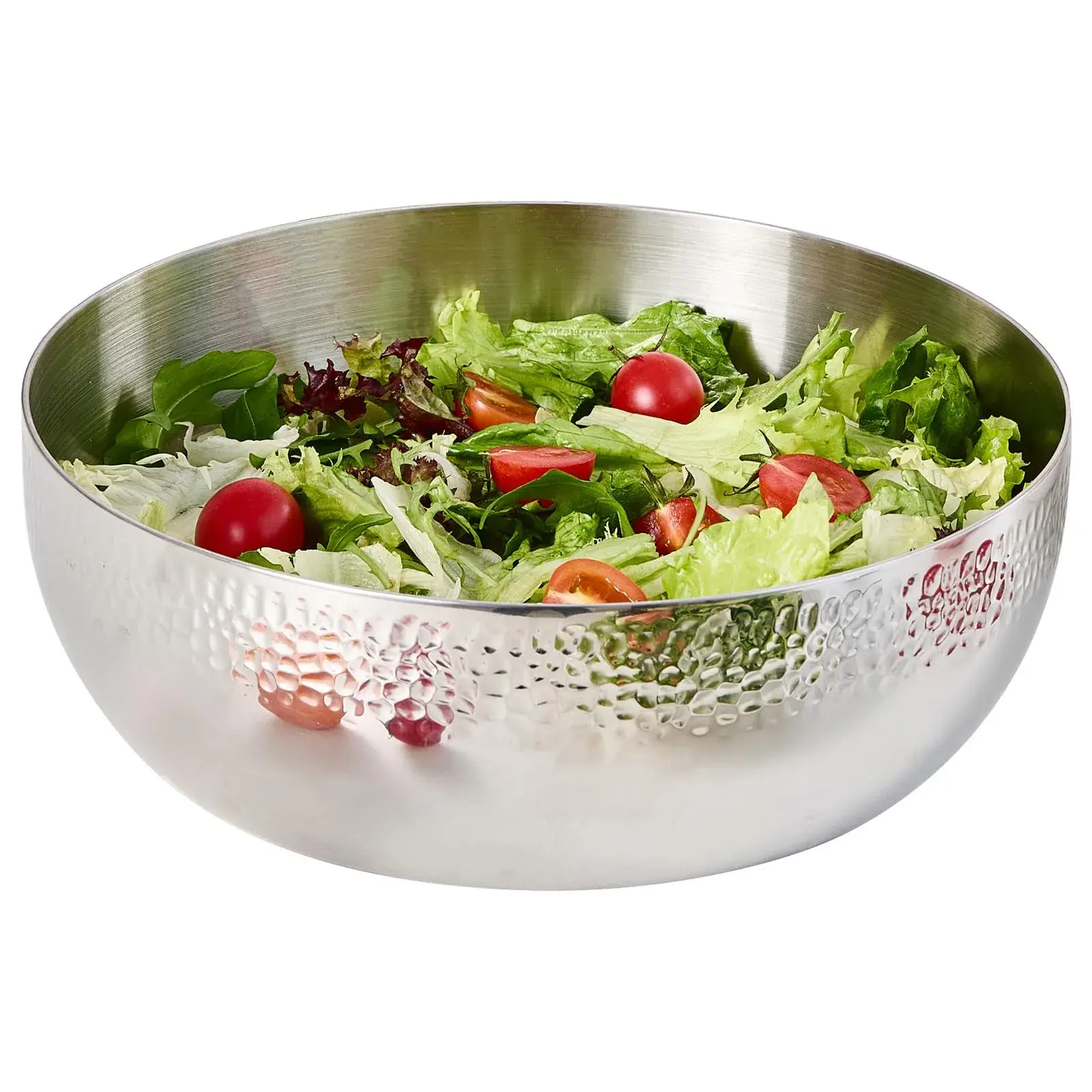 Brightalk 100oz Stainless Steel Hammered Salad Bowl | Elegant & Durable Kitchen Serveware
