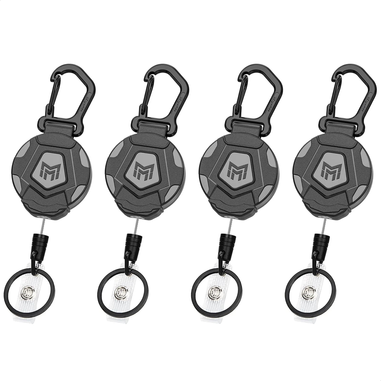 MNGARISTA Retractable Keychain 4-Pack | Heavy Duty Carabiner Badge Holder with 31.5” Steel Cord - main product image