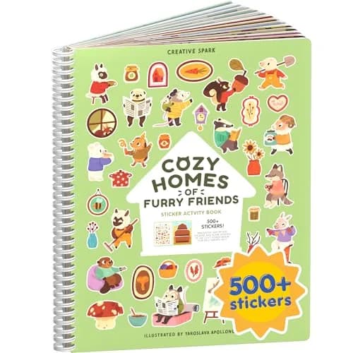 CUPKIN Cozy Homes of Furry Friends Sticker Book | Toddler Activity Coloring & Sticker Book for Ages 2-8 Years - main product image