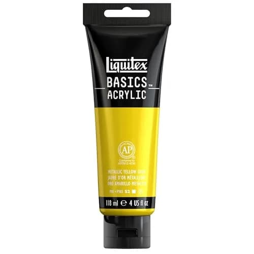 Liquitex BASICS Acrylic Paint Metallic Yellow Gold 118ml (4oz) | Artist-Grade Pigment for Vibrant Art - main product image