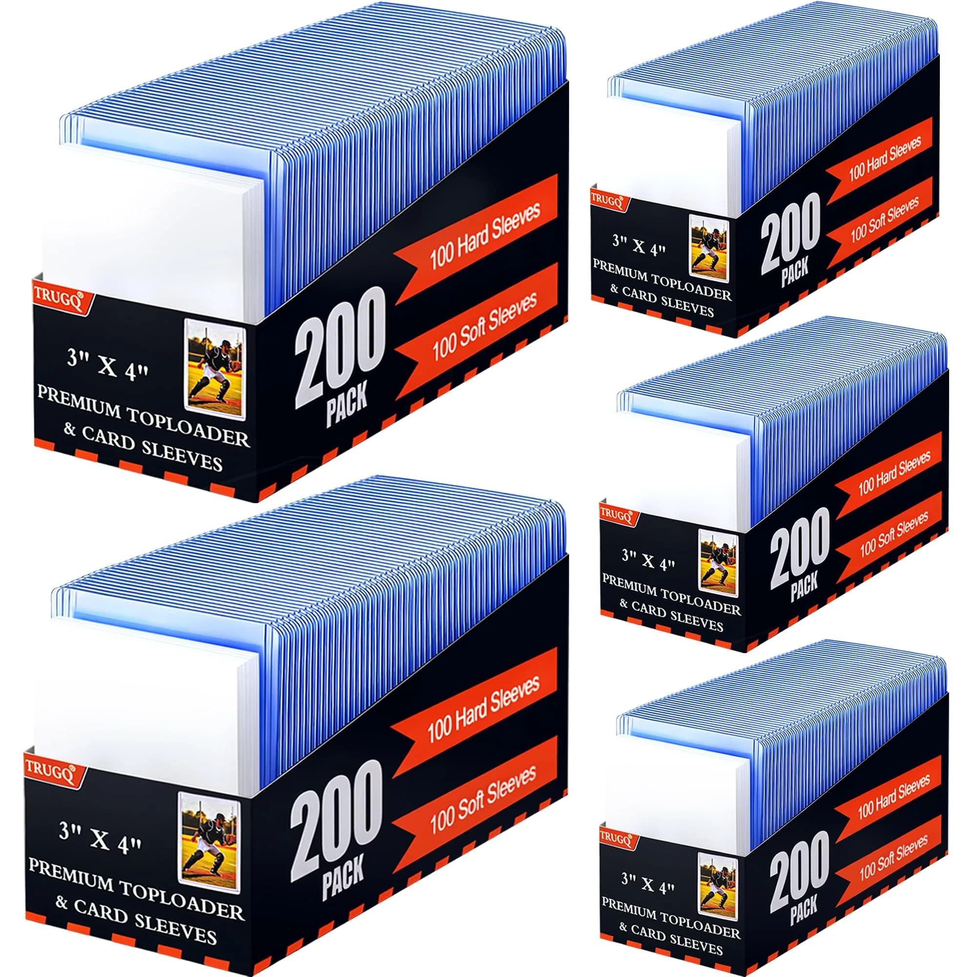 TRUGQ 3"x4" Toploaders Card Protectors, 500 Hard Holders +500 Soft Sleeves | Acid-Free PVC for Trading Cards - main product image