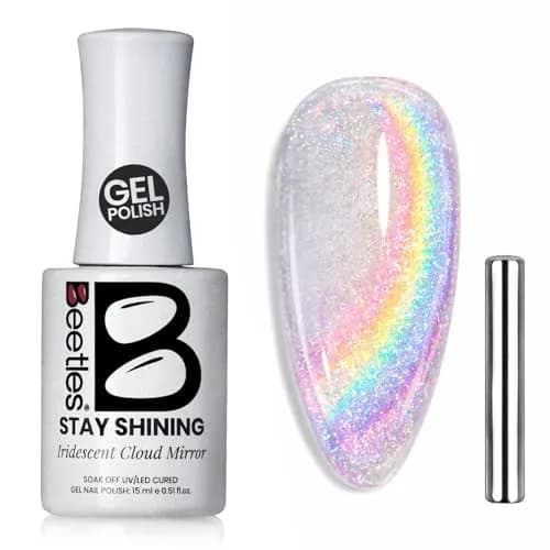 Beetles Stay Shining Silver Cat Eye Gel Nail Polish 15ML | Rainbow Glow for Nails - main product image