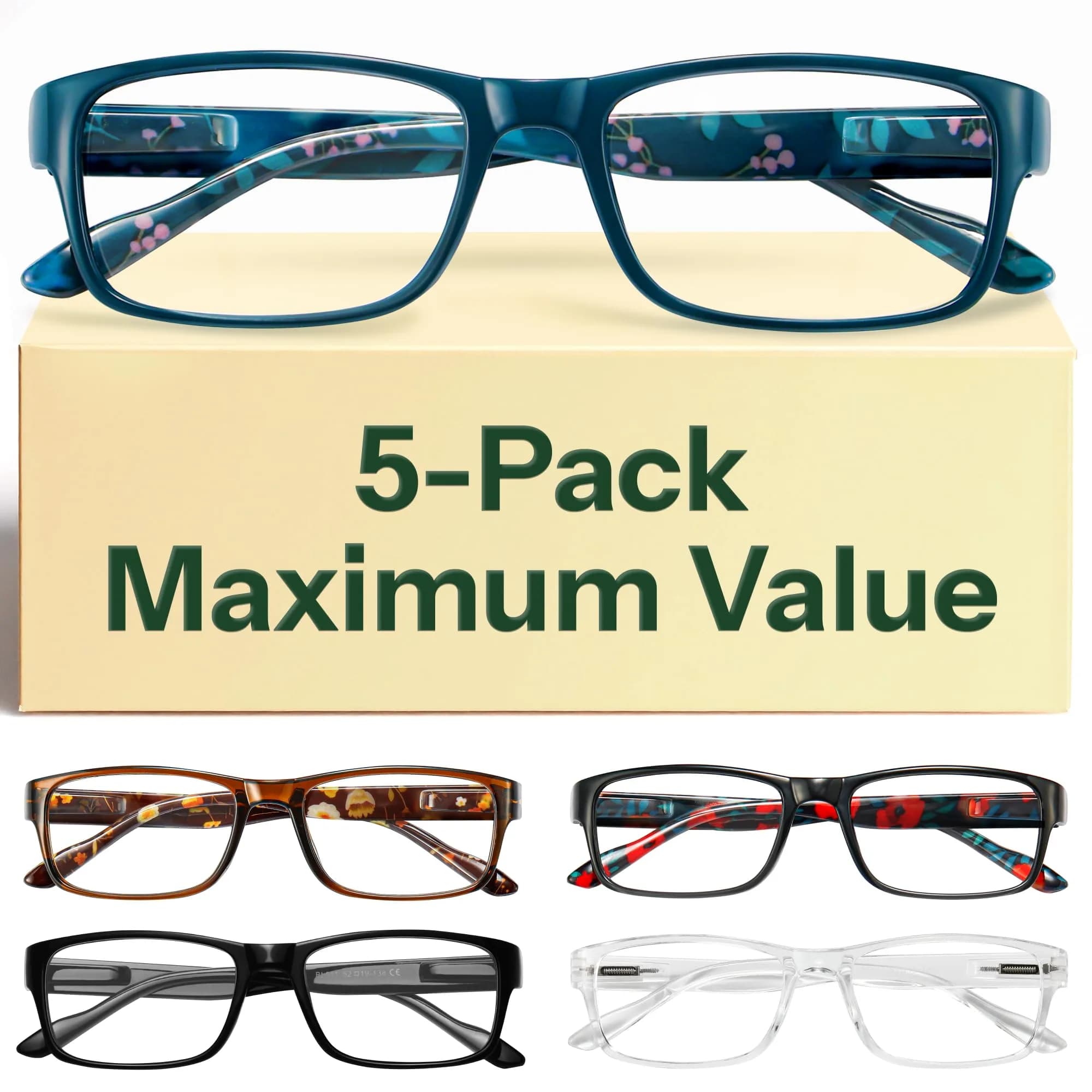 Gaoye 2.5 Reading Glasses for Women | Blue Light Protection 5-Pack - main product image