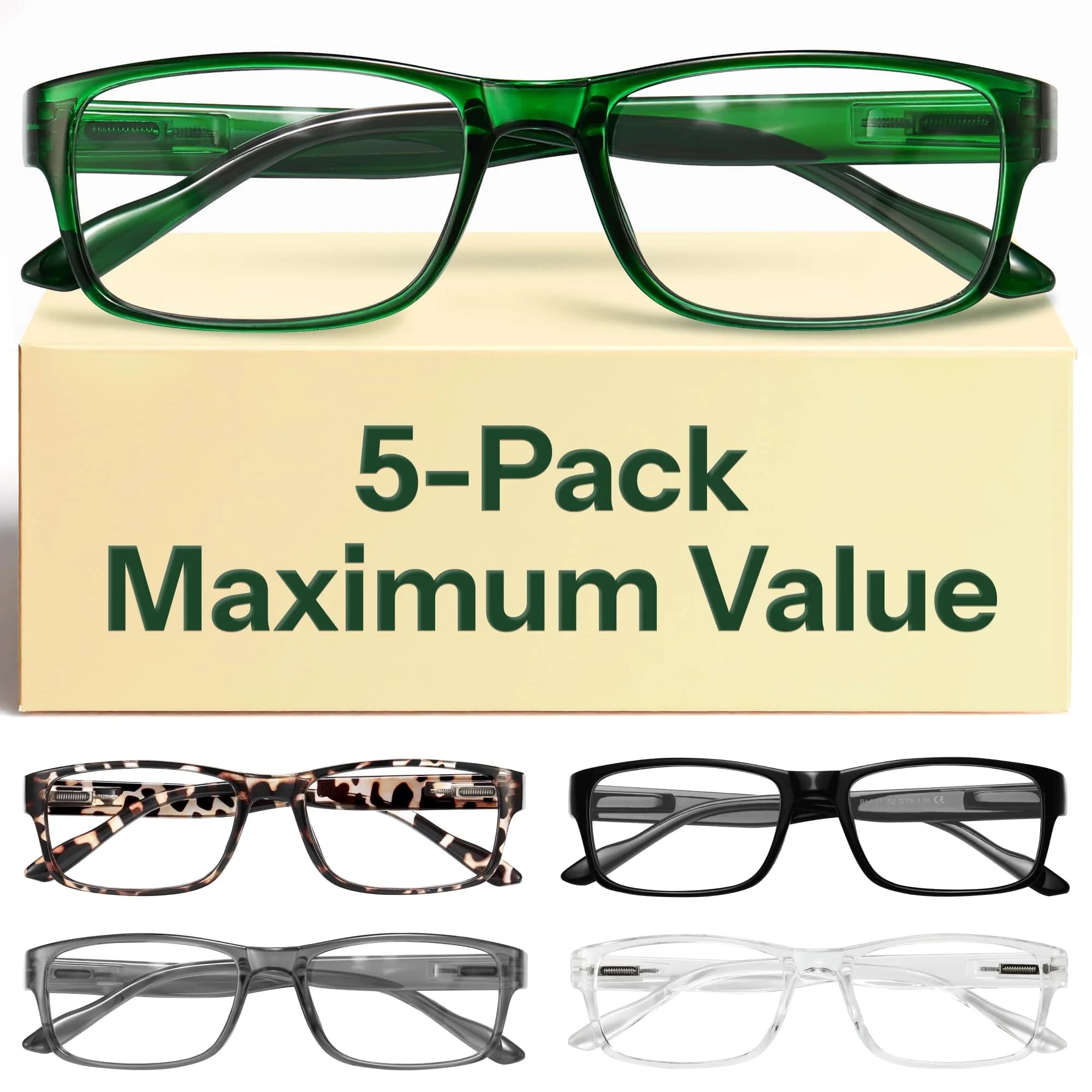 Gaoye 1.75x Professional Reading Glasses with Blue Light Protection, Clear Natural Hues (5-Pack) | All-Day Computer Readers - main product image