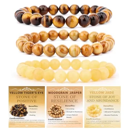 NCB 3-Piece 4mm Natural Crystal Gemstone Stretch Bracelets | Handmade Reiki Energy Healing Jewelry for Meditation, Yoga, Unisex - main product image