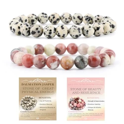 NCB 2-Piece 4mm Natural Crystal Gemstone Stretch Bracelets | Handmade Reiki Energy Healing Jewelry - main product image