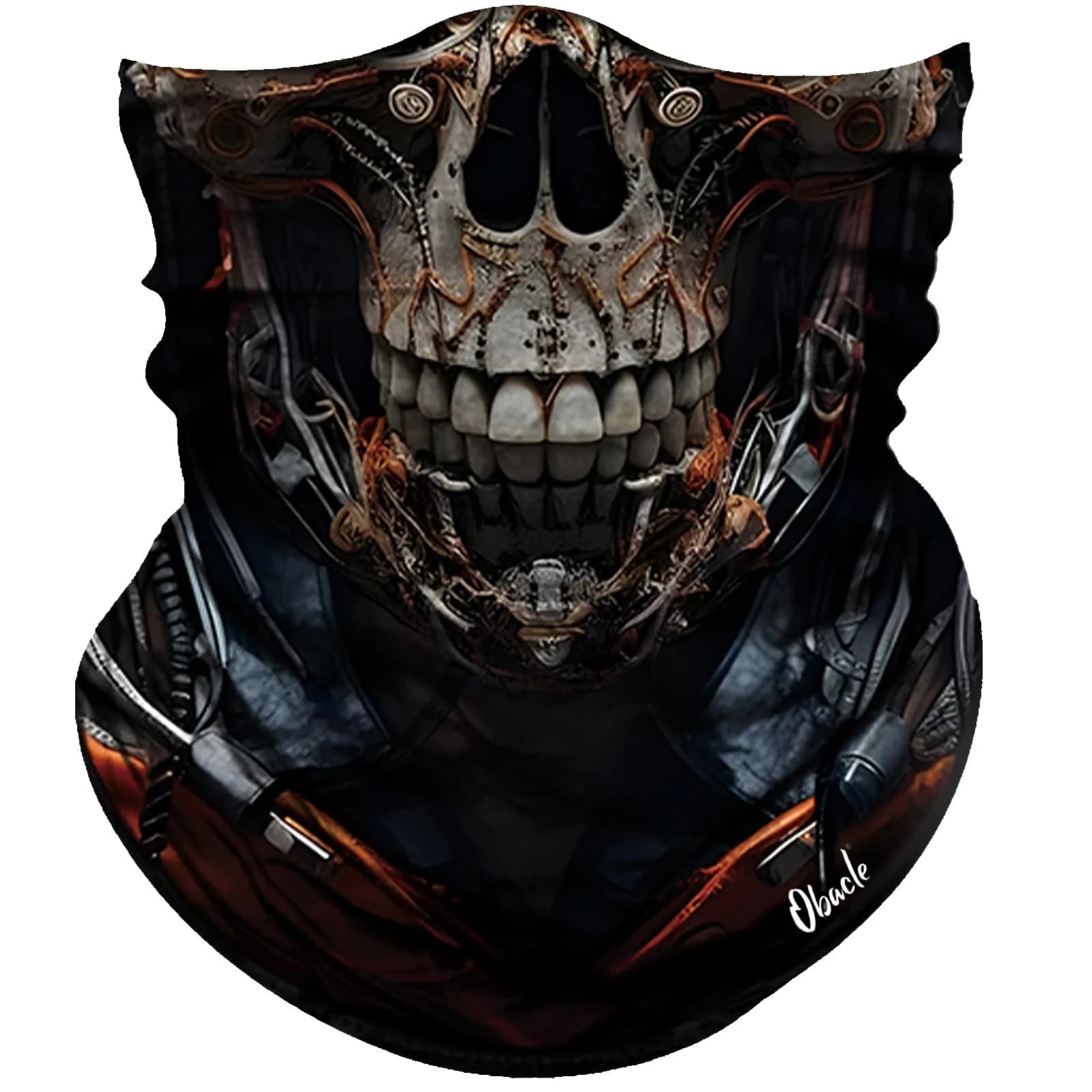 Obacle Skull Face Mask Half for Dust Wind UV Sun Protection Seamless 3D Tube Mask Bandana for Men Women (Skull Light Blue Rock Melt)