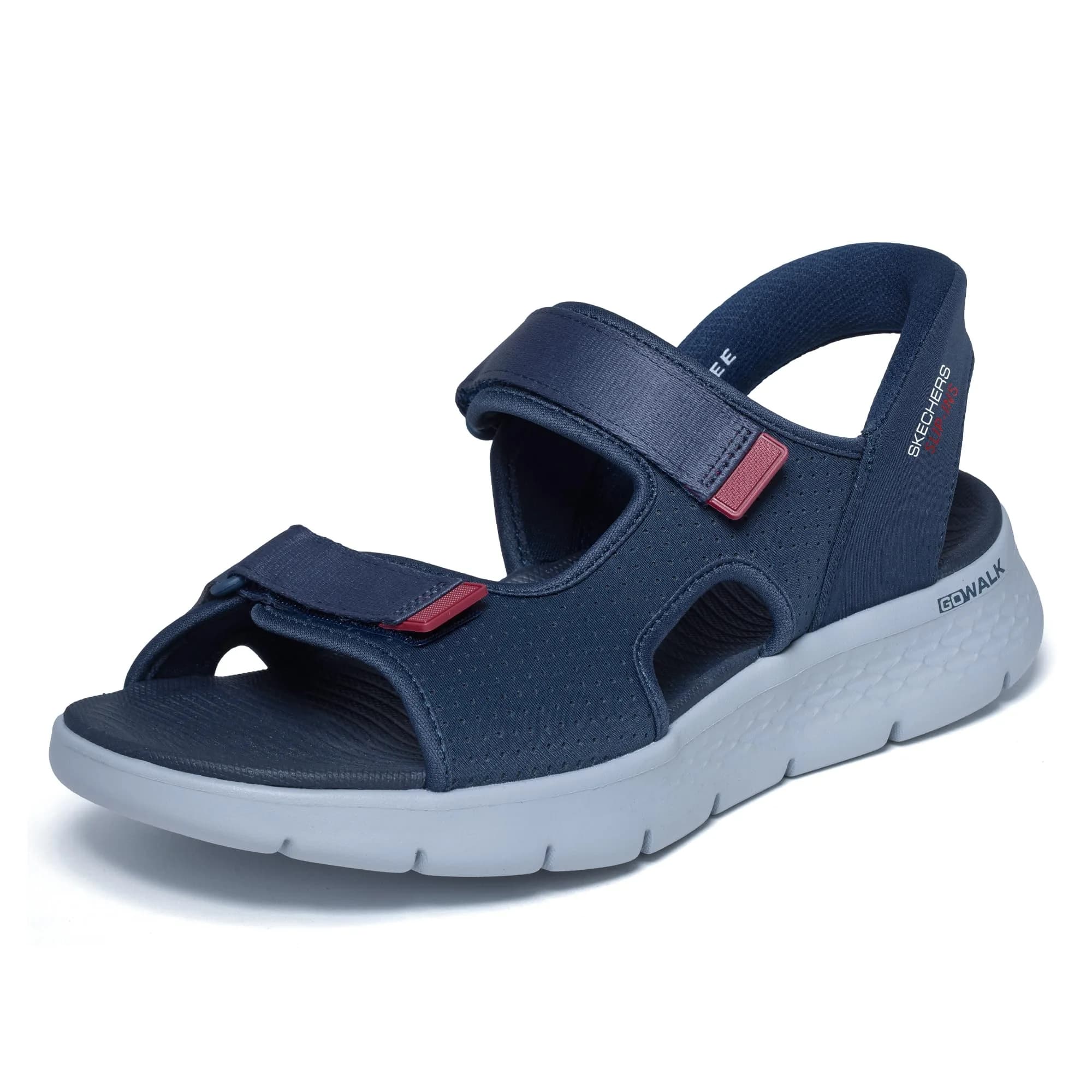 Skechers Men’s Hands Free Slip-Ins Go Walk Flex Easy Entry Sandal, Navy/Red, 8 | Lightweight Comfort for Active Men - main product image